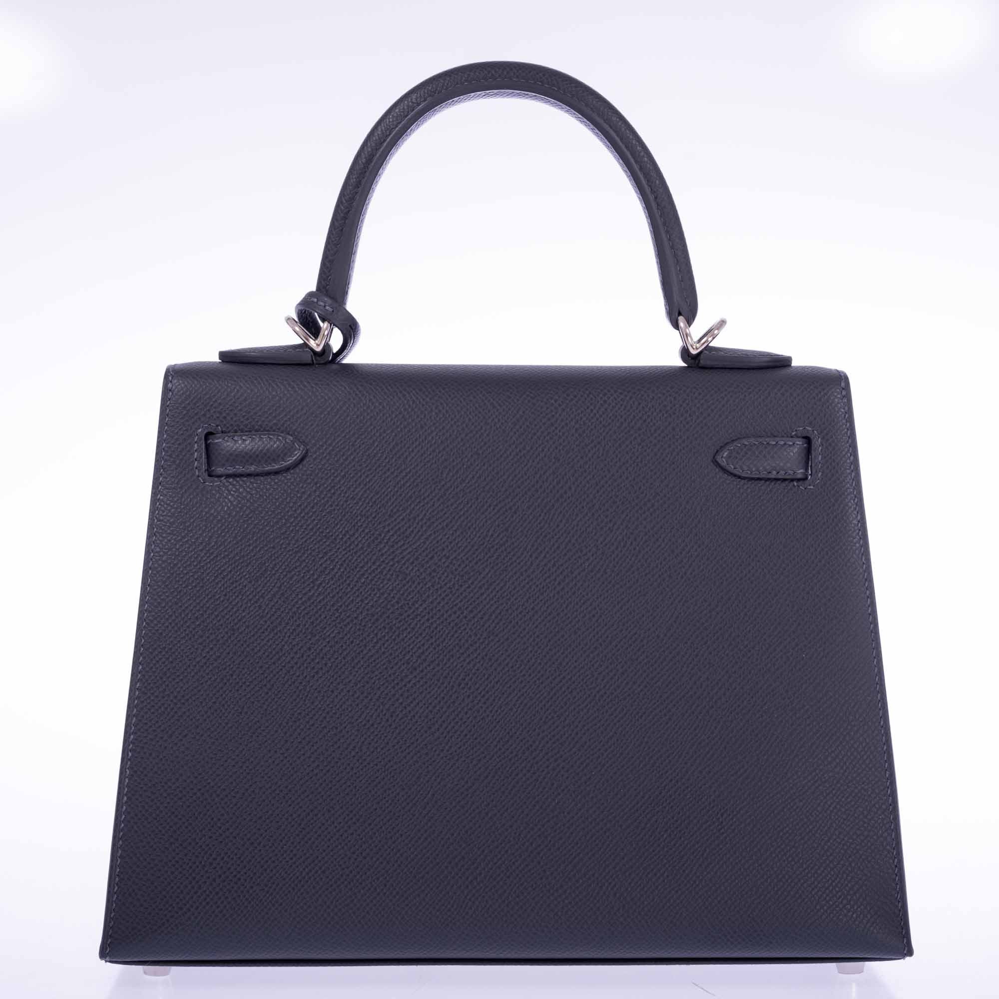 Hermès Kelly 25 Sellier Ardoise and Vert Peppermint Epsom and Black Tadelakt Casaque Etoilee Stars Palladium Hardware
