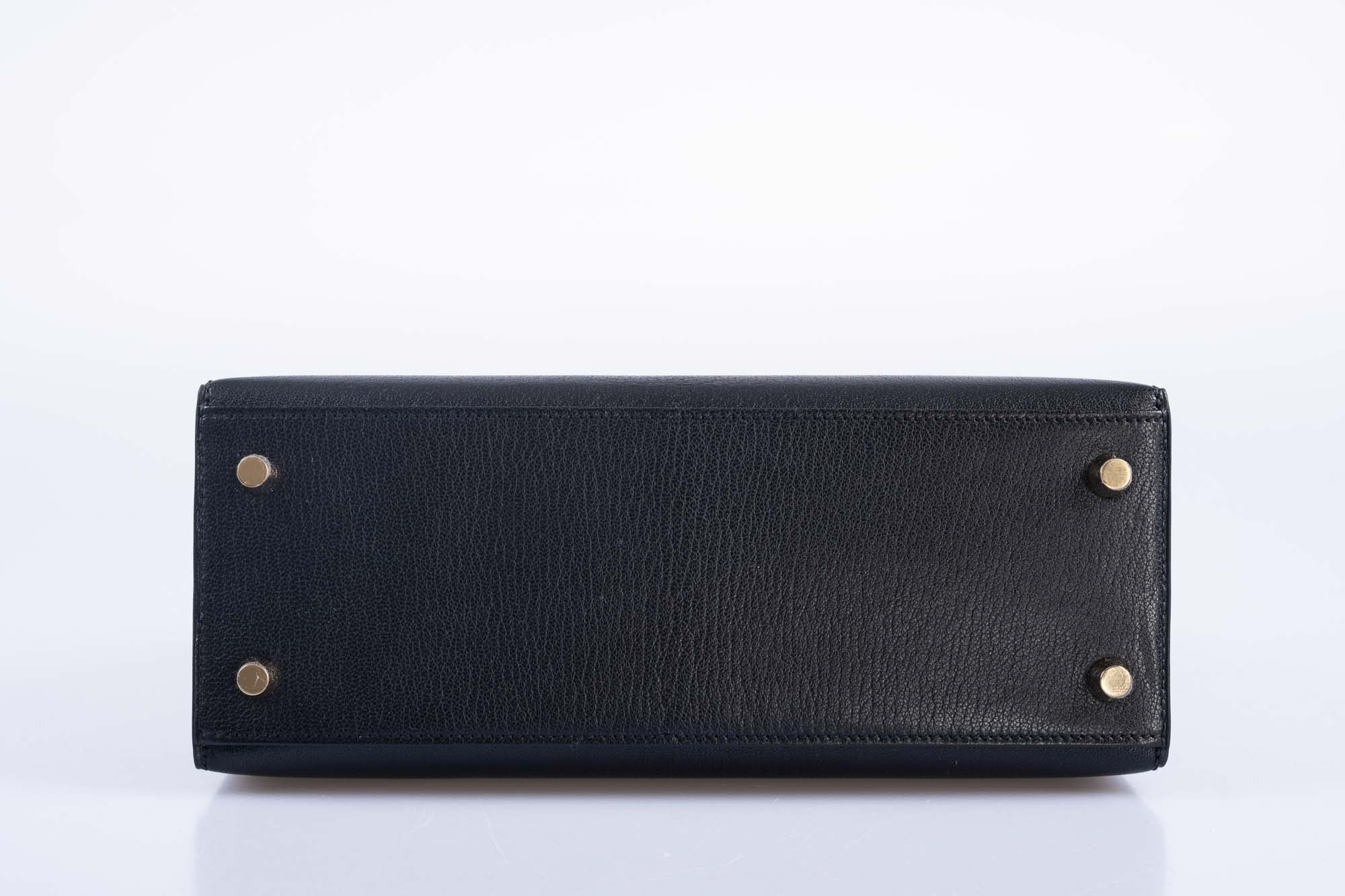 Hermès Kelly 25 Sellier Black Chevre Chamkila Gold Hardware