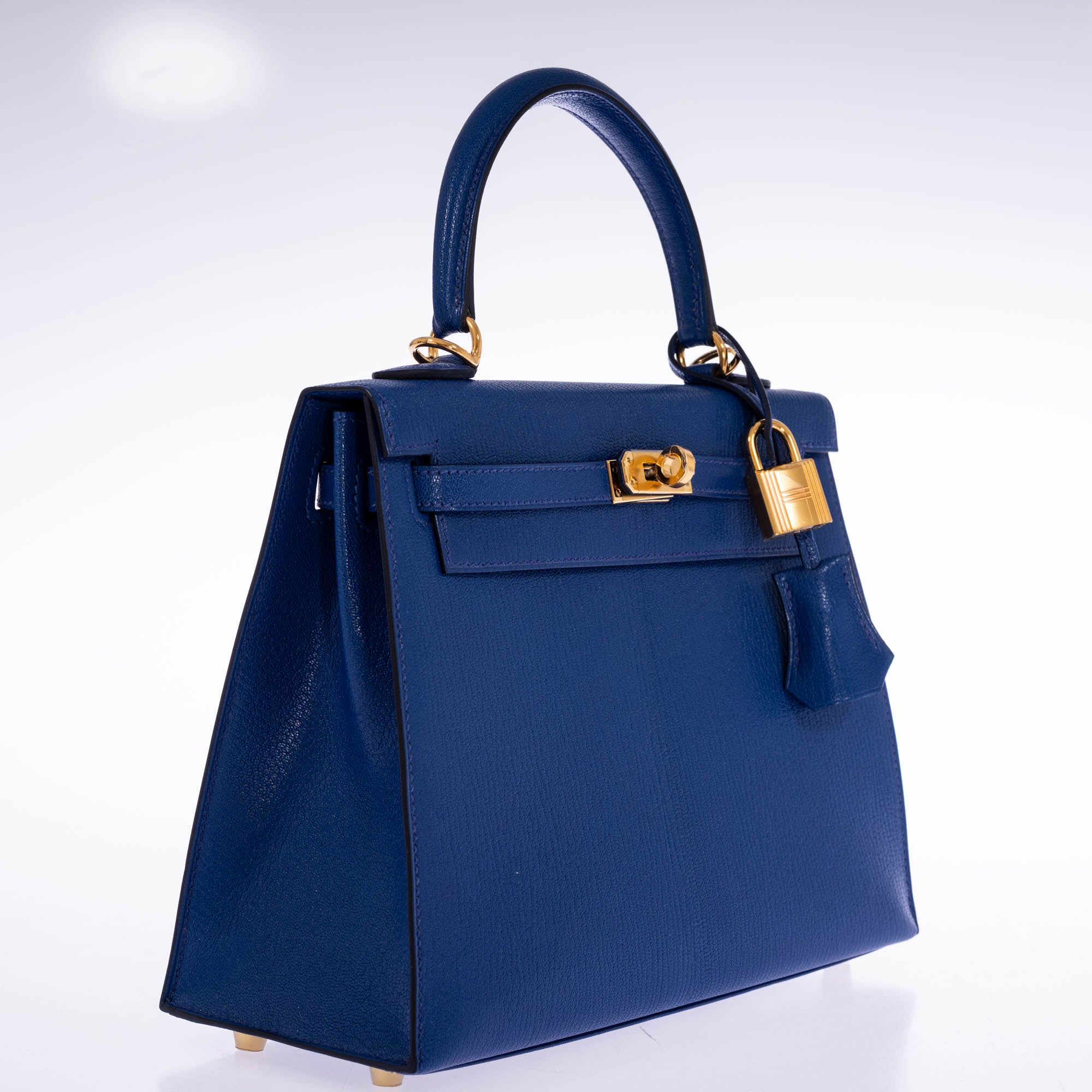 Hermès Kelly 25 Sellier Bleu Saphir Chèvre Mysore Gold Hardware