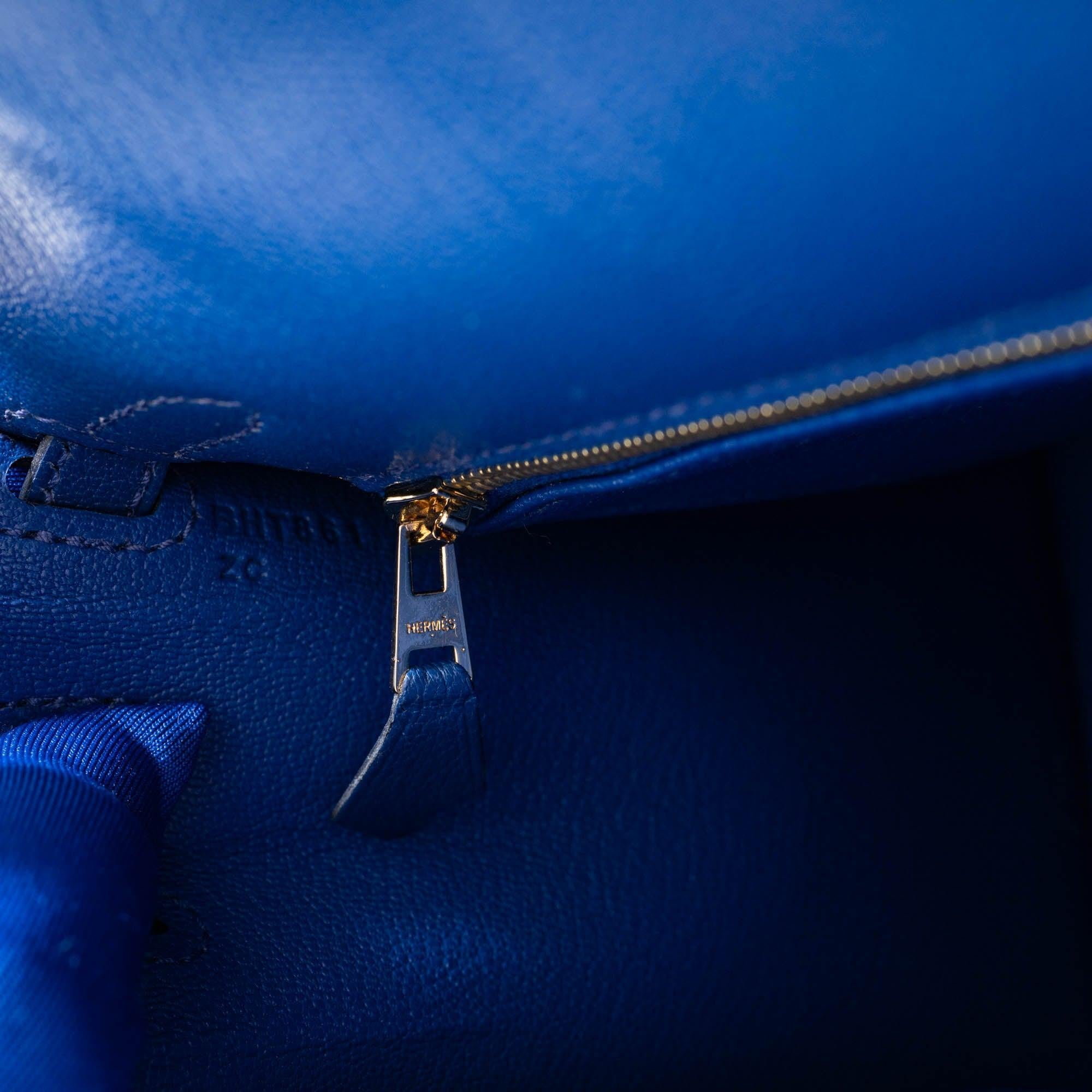 Hermès Kelly 25 Sellier Bleu Saphir Chèvre Mysore Gold Hardware