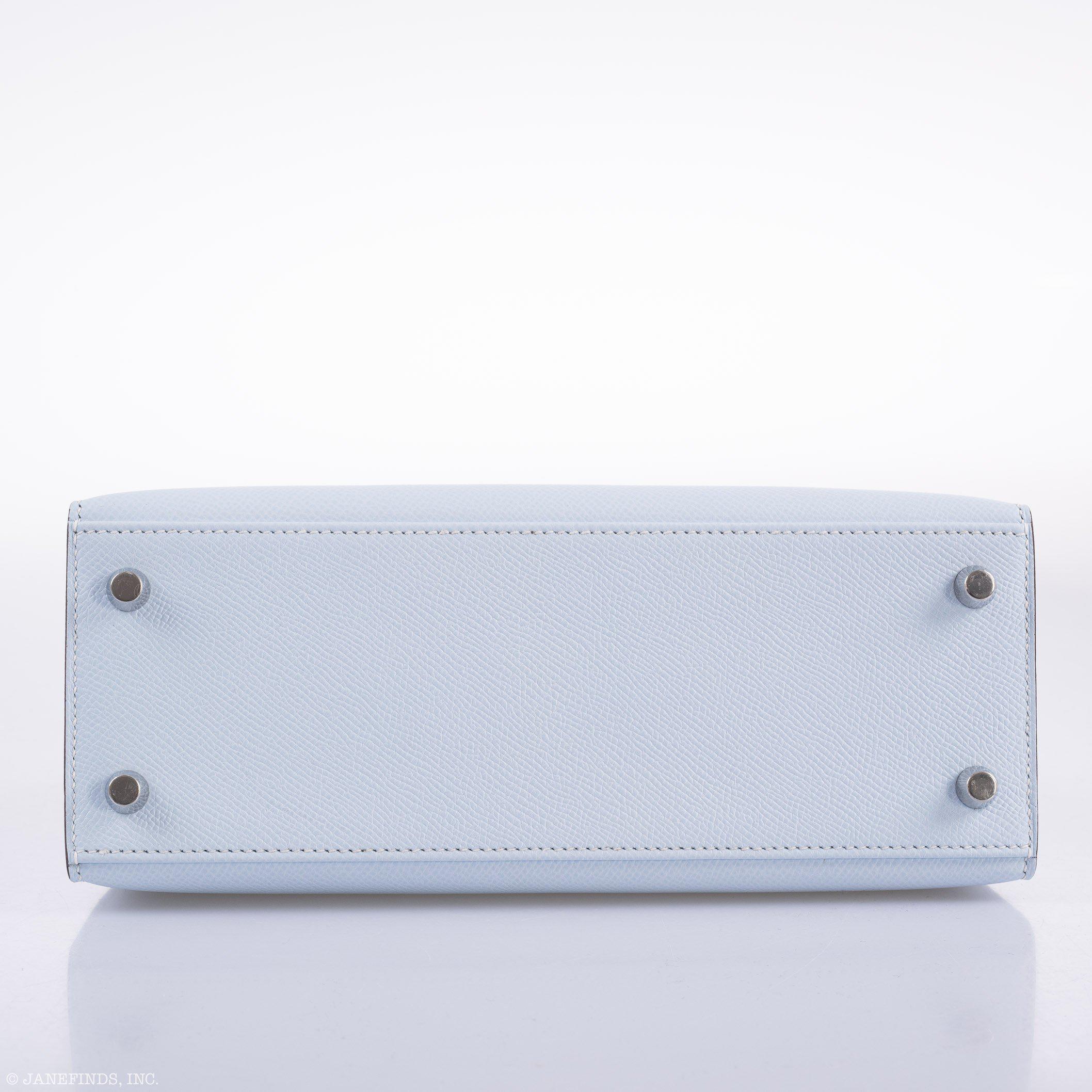 Hermès Kelly 25 Sellier Blue Brume Epsom Palladium Hardware