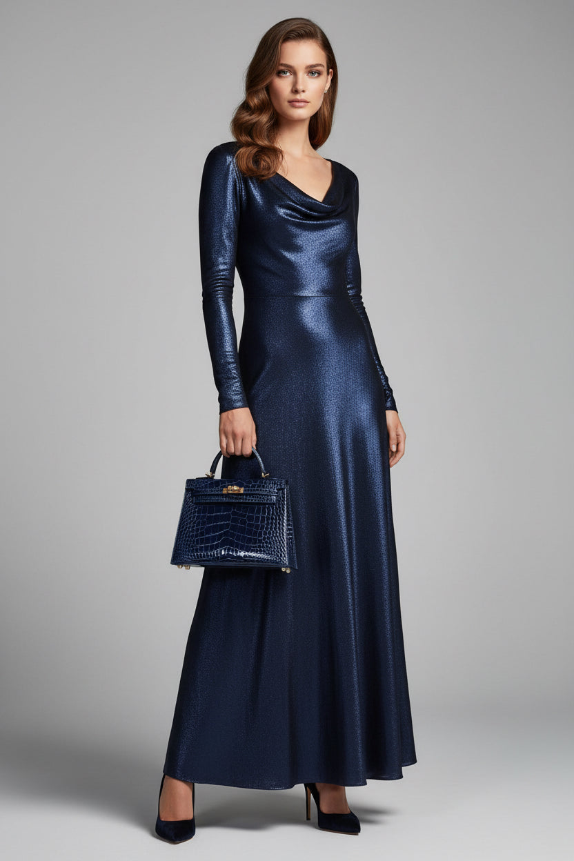 Hermès Kelly 25 Sellier Blue Sapphire Alligator Gold Hardware