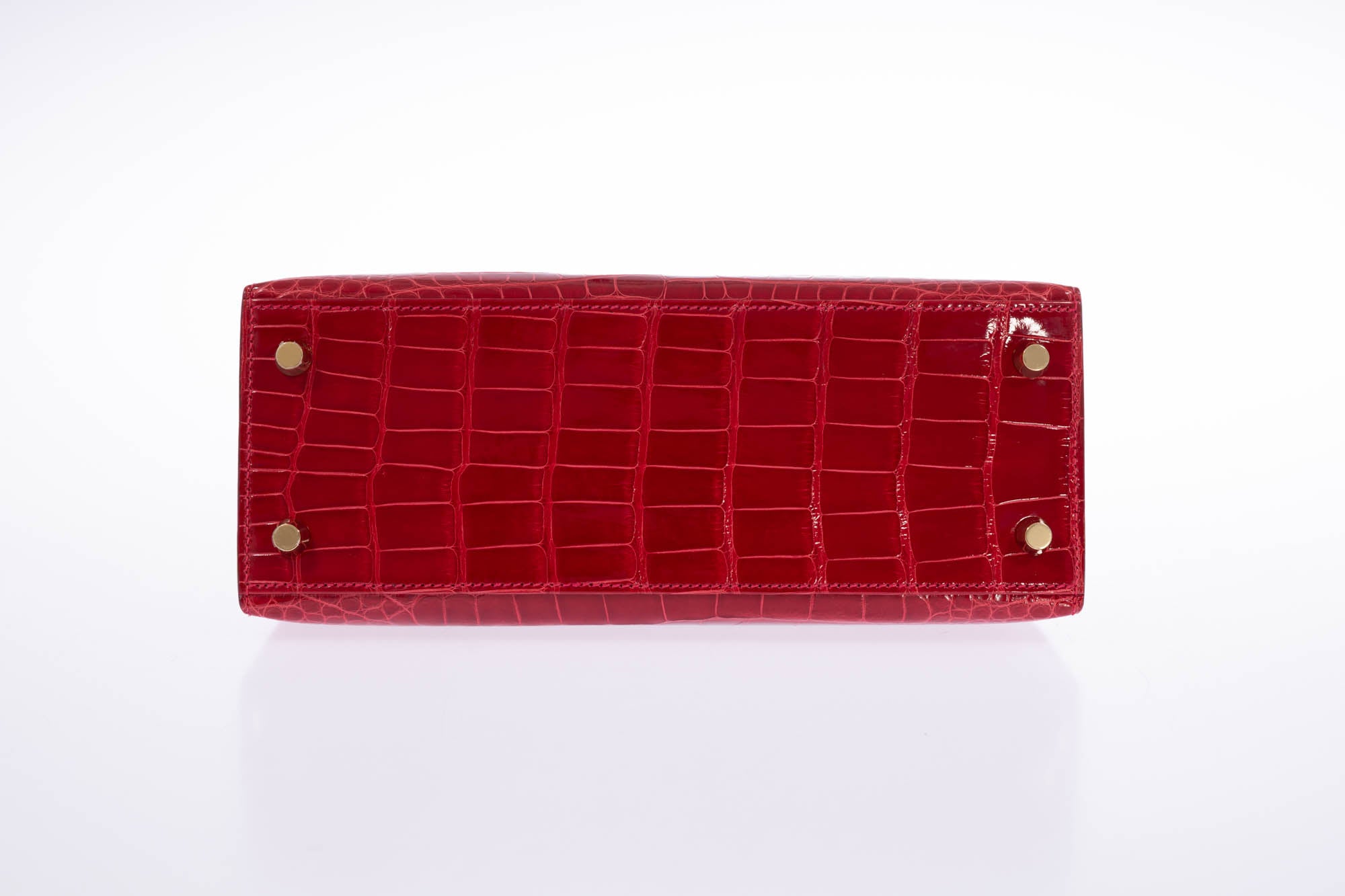 Hermès Kelly 25 Sellier Braise Shiny Alligator Gold Hardware