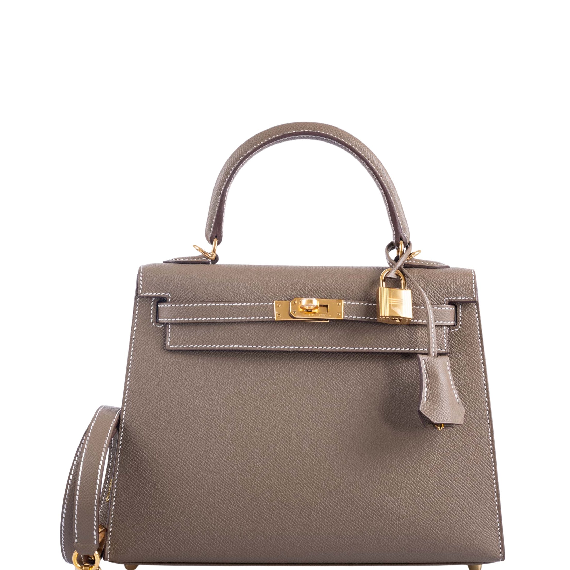 Hermès Kelly 25 Sellier Etoupe Epsom with Gold Hardware