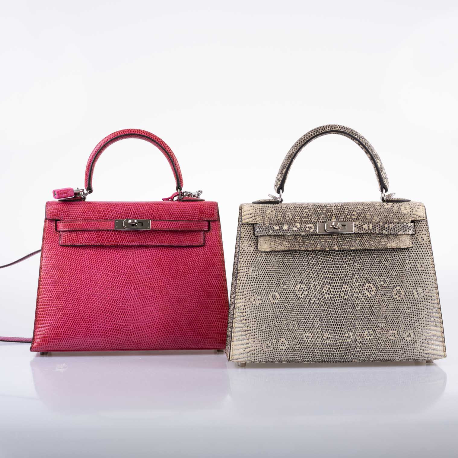 Hermès Kelly 25 Sellier Fuchsia Lizard Palladium Hardware