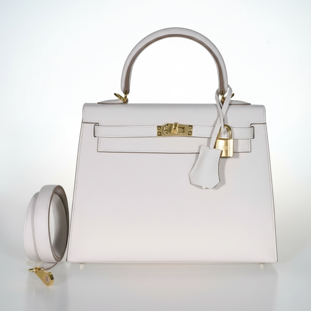 Hermès Kelly 25 Sellier Gris Pâle Epsom Gold Hardware