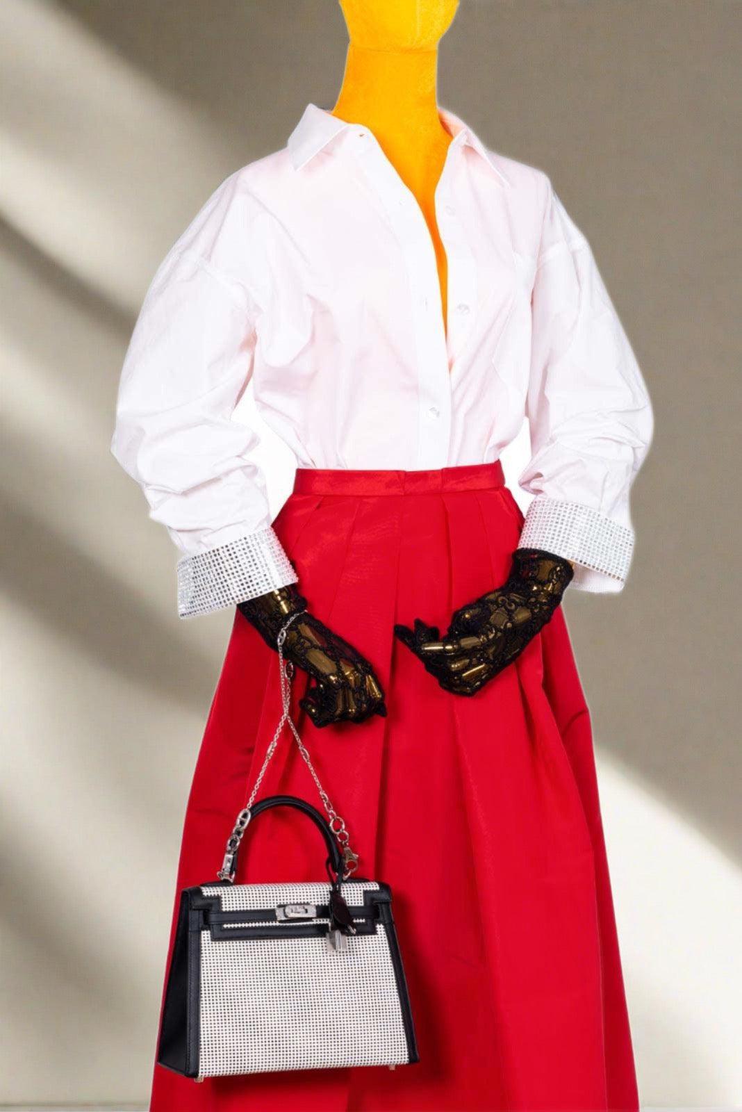 Hermès Kelly 25 Sellier Quadrille Black and White Viking Toile and Swift Palladium Hardware