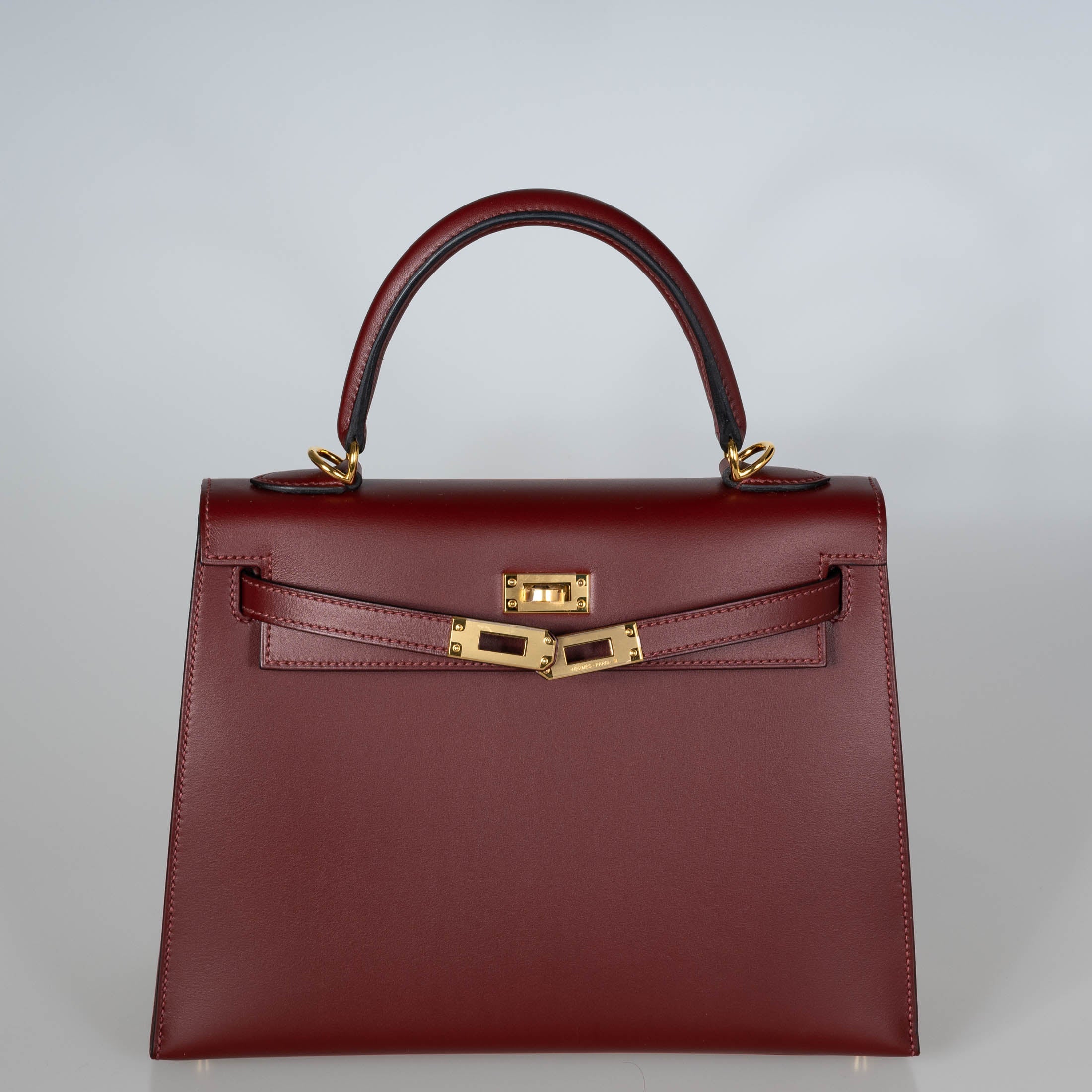 Hermès Kelly 25 Sellier Rouge H Sombrero leather Gold Hardware