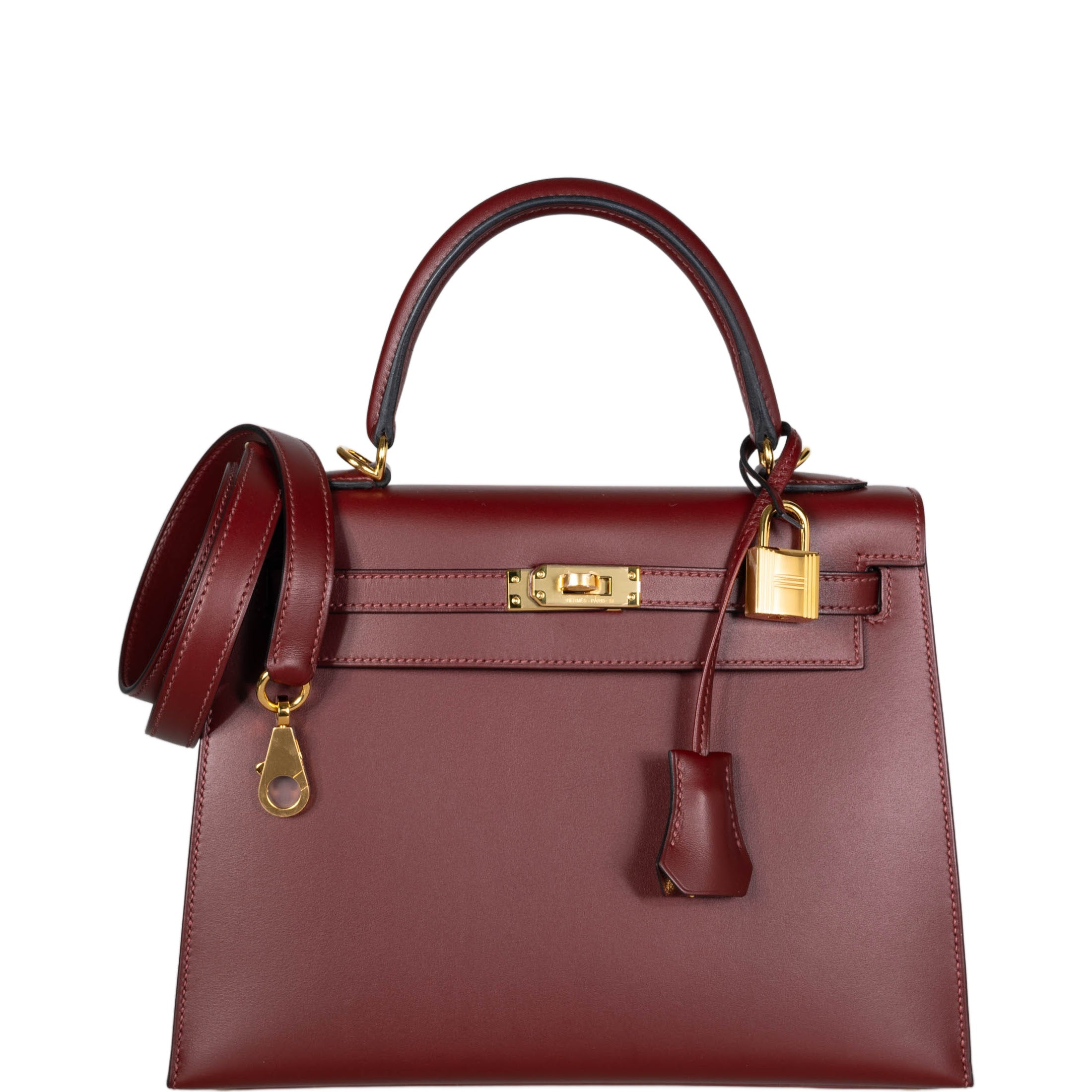 Hermès Kelly 25 Sellier Rouge H Sombrero leather Gold Hardware