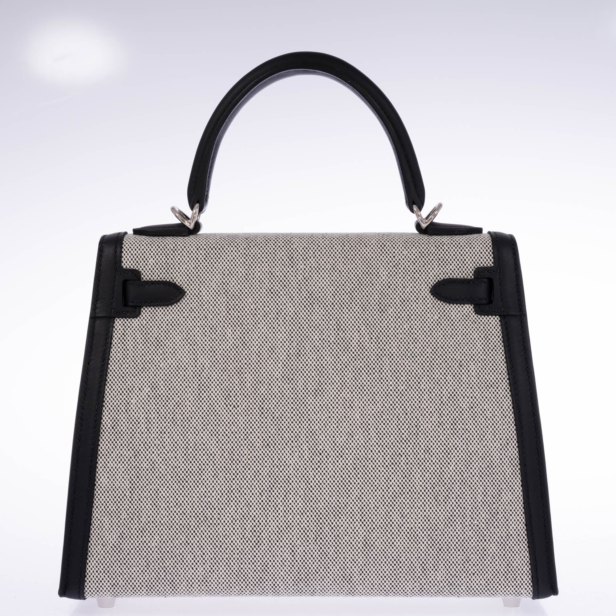 Hermès Kelly 25 Sellier Toile H Noir Swift Palladium Hardware