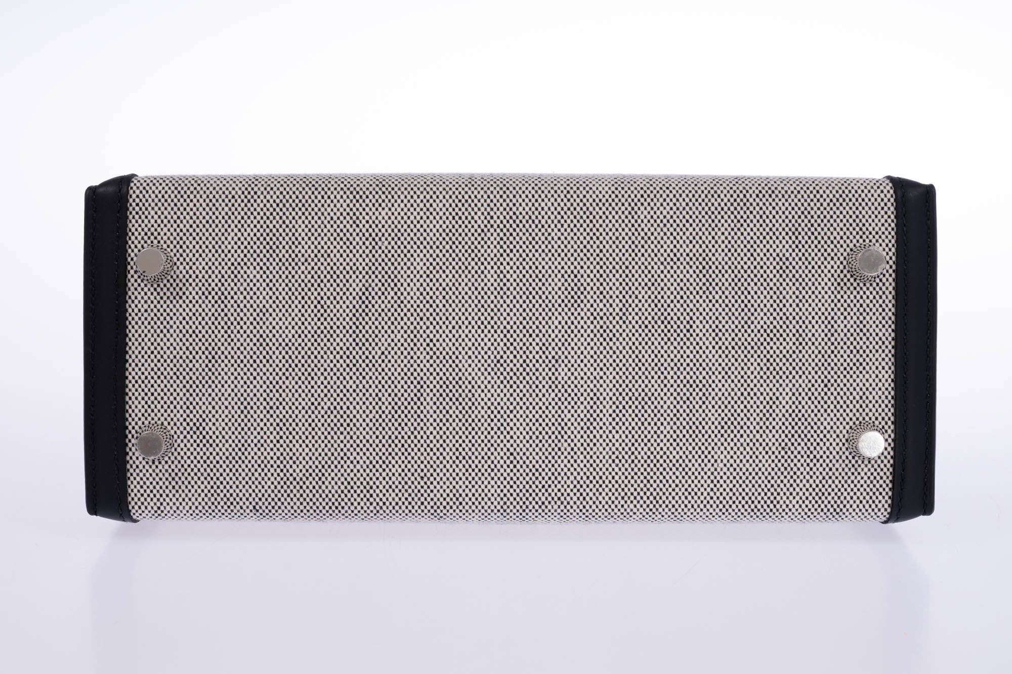 Hermès Kelly 25 Sellier Toile H Noir Swift Palladium Hardware