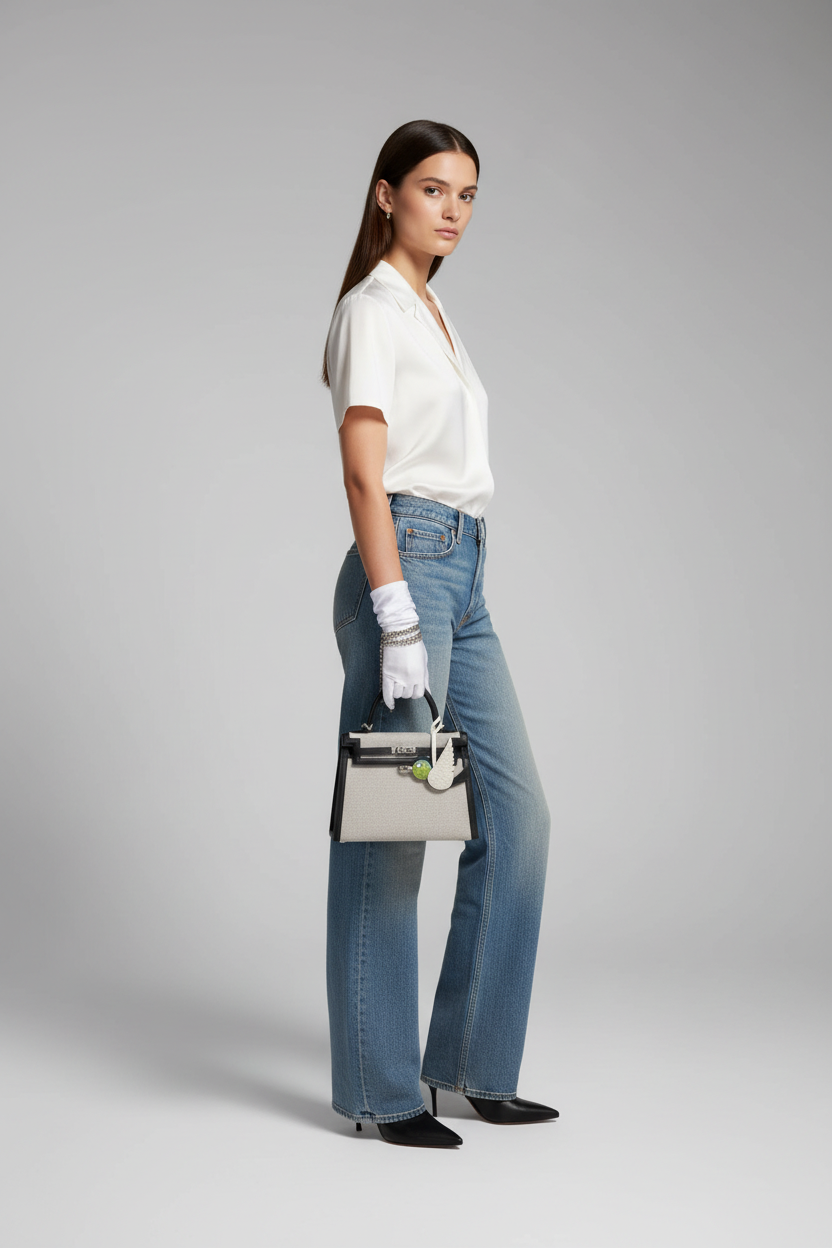 Hermès Kelly 25 Sellier Toile H Noir Swift Palladium Hardware