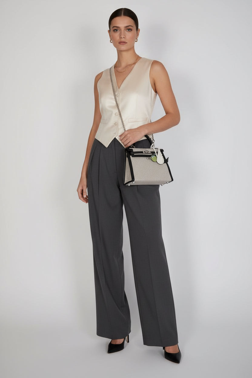 Hermès Kelly 25 Sellier Toile H Noir Swift Palladium Hardware