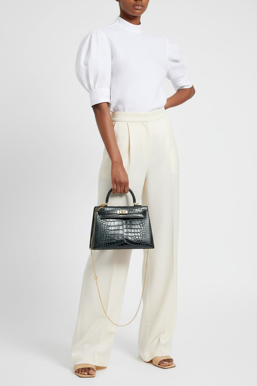 Hermès Kelly 25 Sellier Vert Cypress Alligator Gold Hardware