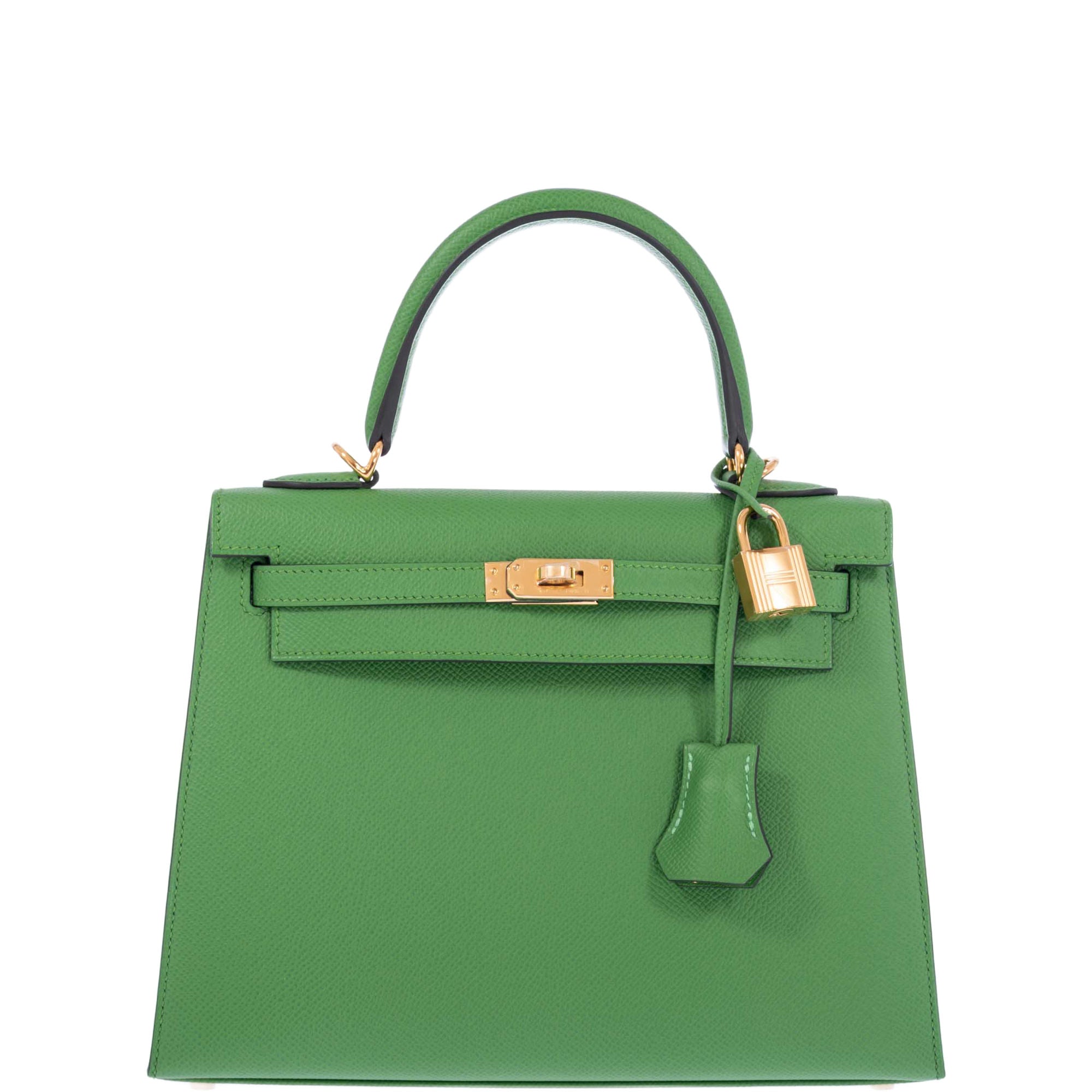 Hermès Kelly 25 Sellier Vert Yucca Epsom Gold Hardware