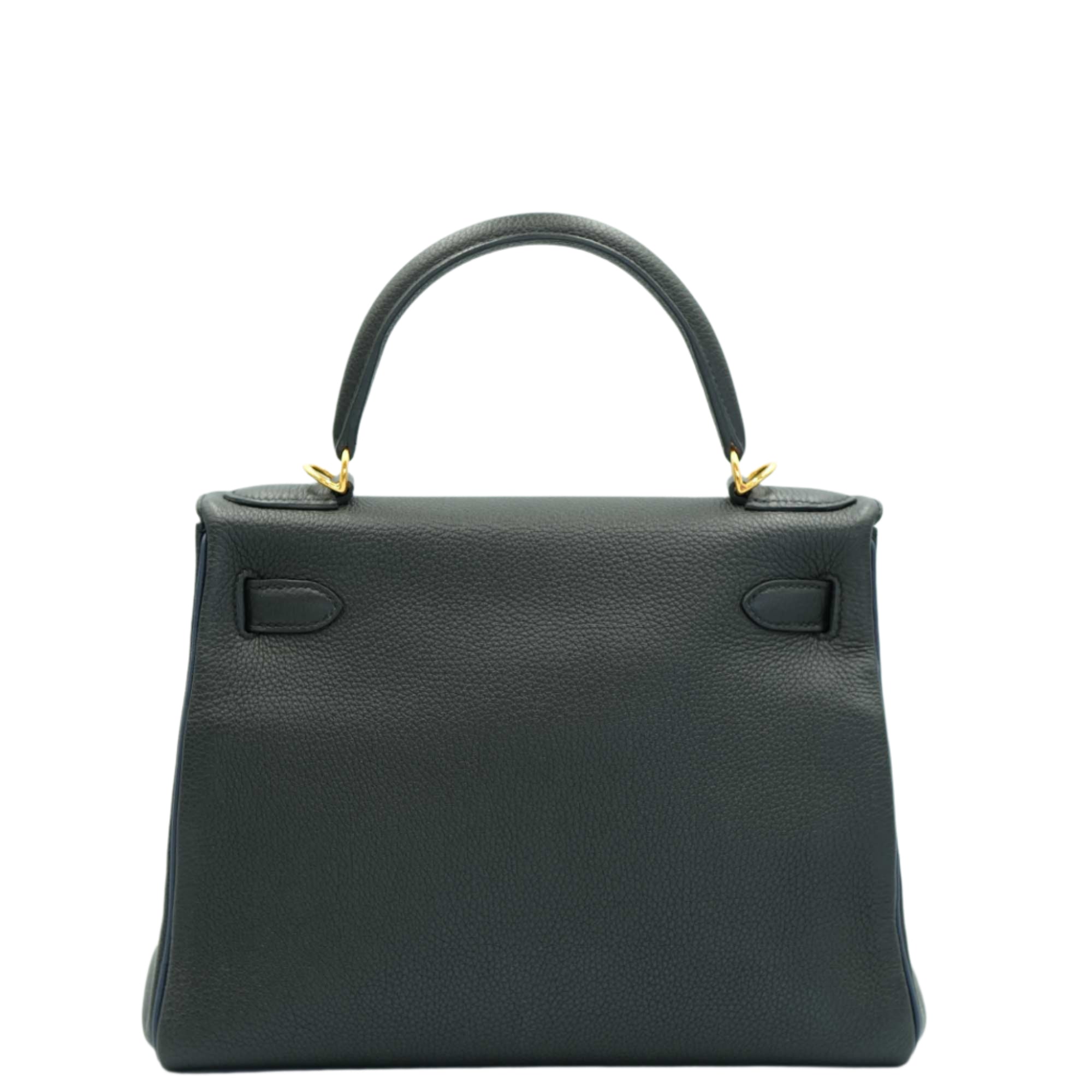 Hermès Kelly 28 HSS Retourne Black Togo with Blue Piping Gold Hardware