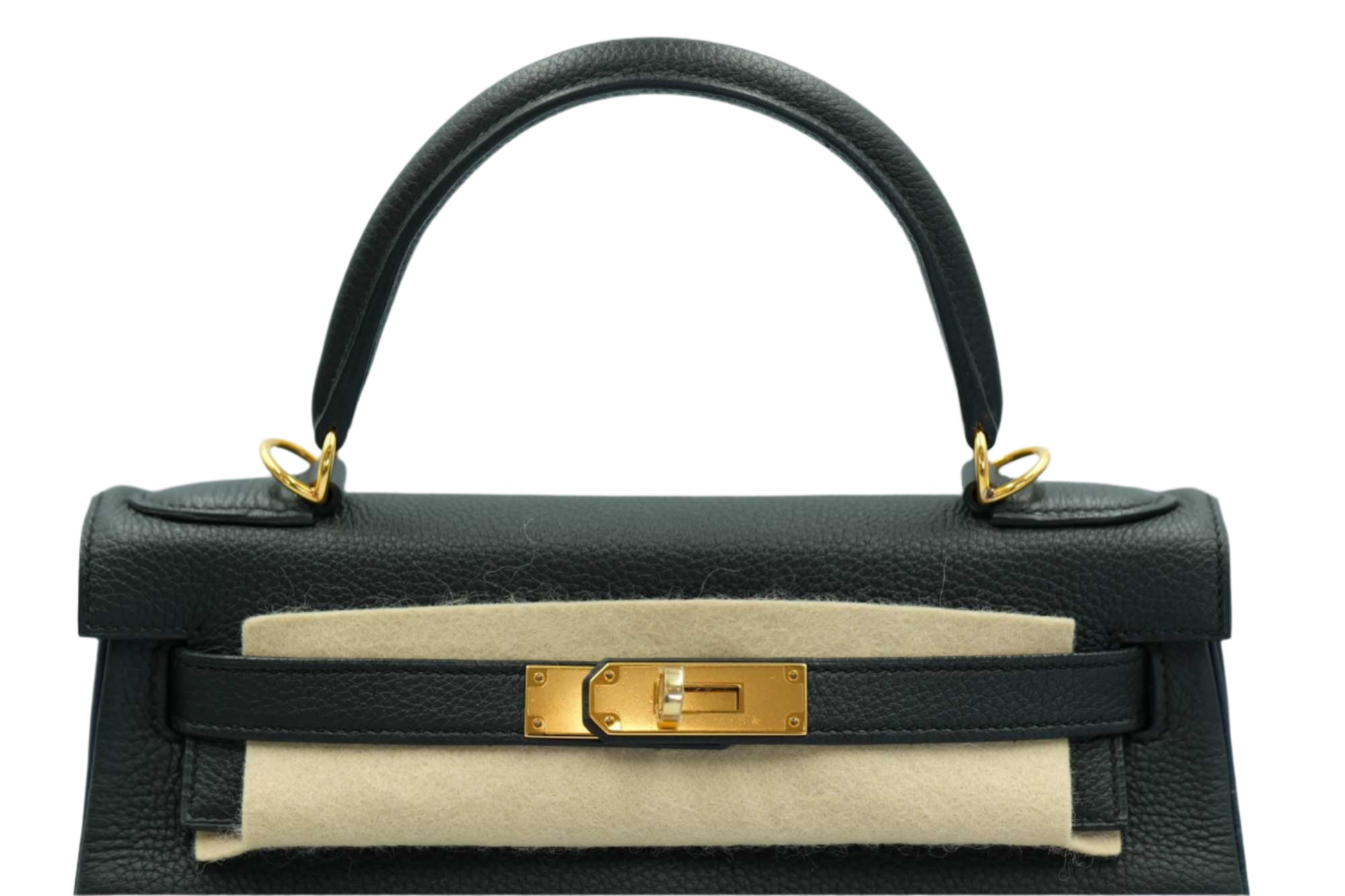 Hermès Kelly 28 HSS Retourne Black Togo with Blue Piping Gold Hardware