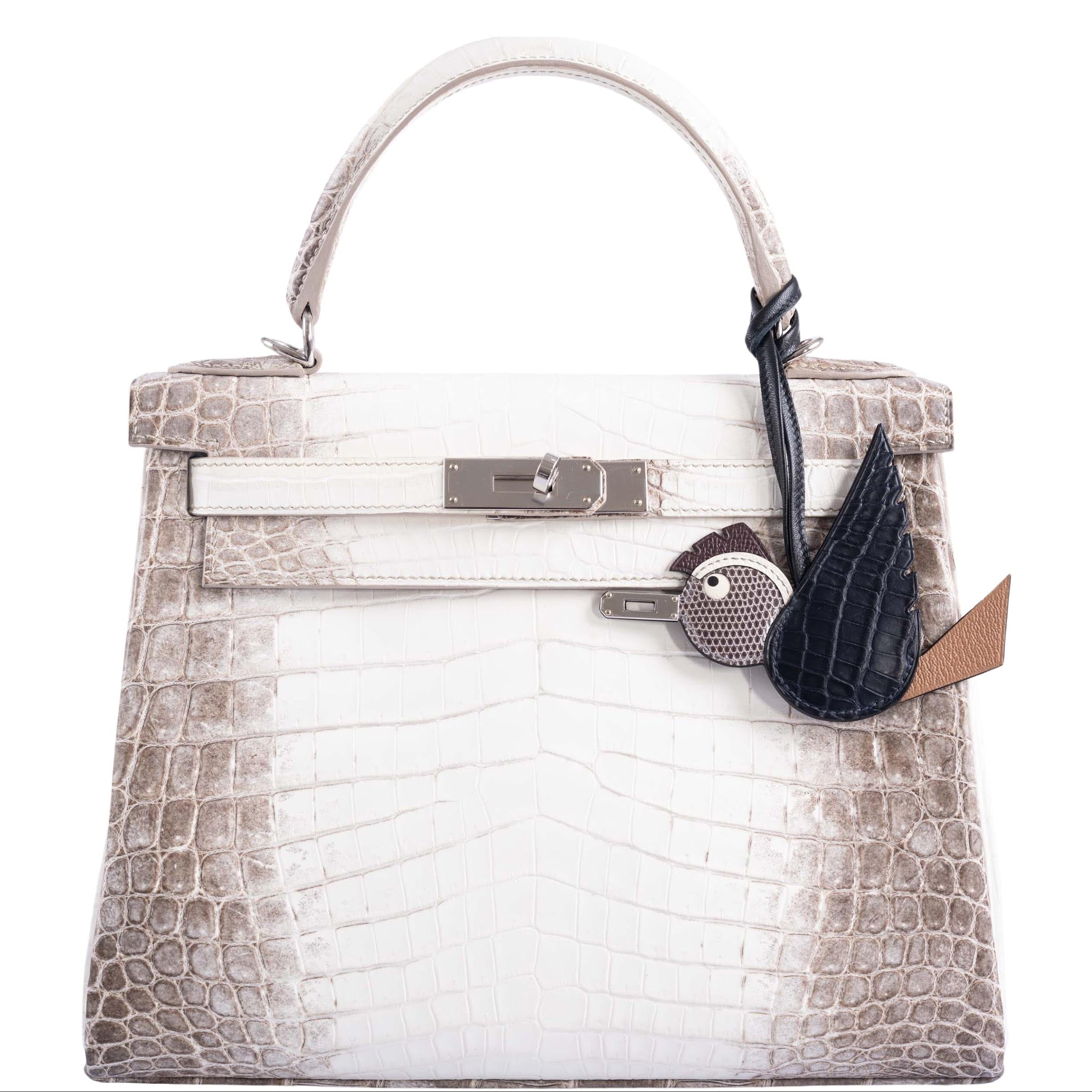 Hermès Kelly 28 Retourne Himalayan Matte Niloticus Crocodile Palladium Hardware