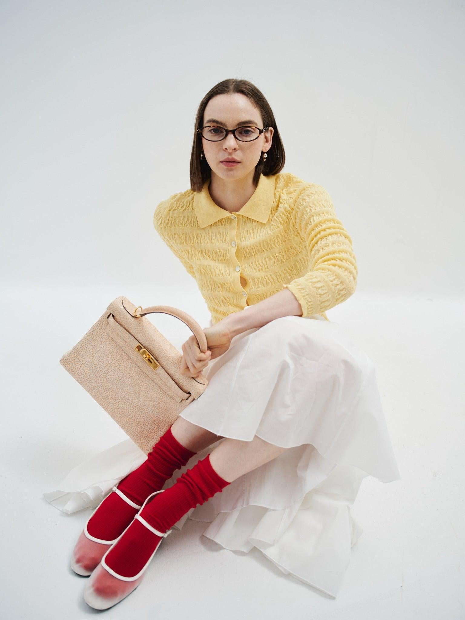 Hermès Kelly 28 Retourne Orange Dalmatian Buffalo Skipper Gold Hardware
