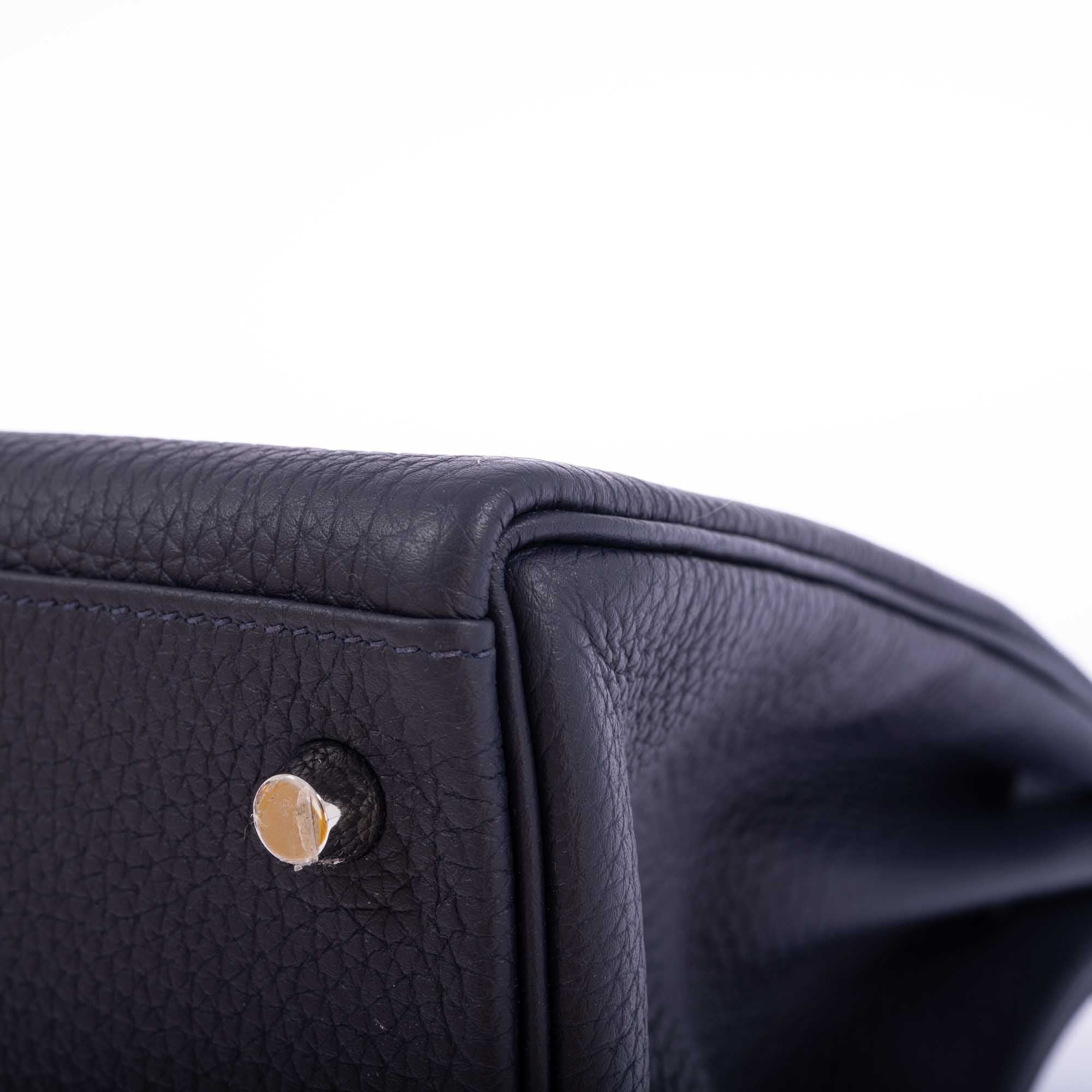 Hermès Kelly 28 Retourne Touch Bleu Nuit Togo and Bleu Marine Alligator Palladium Hardware