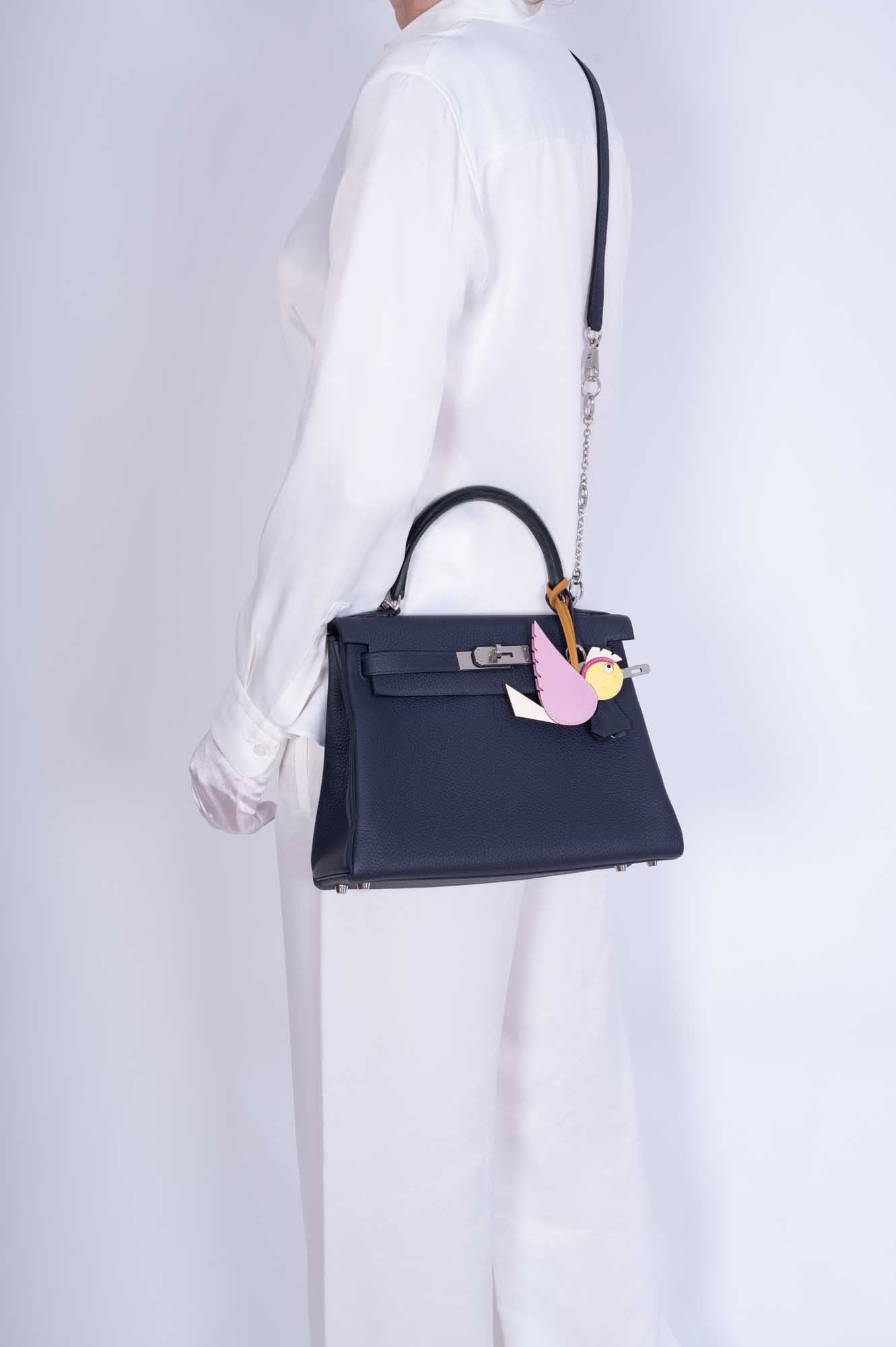 Hermès Kelly 28 Retourne Touch Bleu Nuit Togo and Bleu Marine Alligator Palladium Hardware