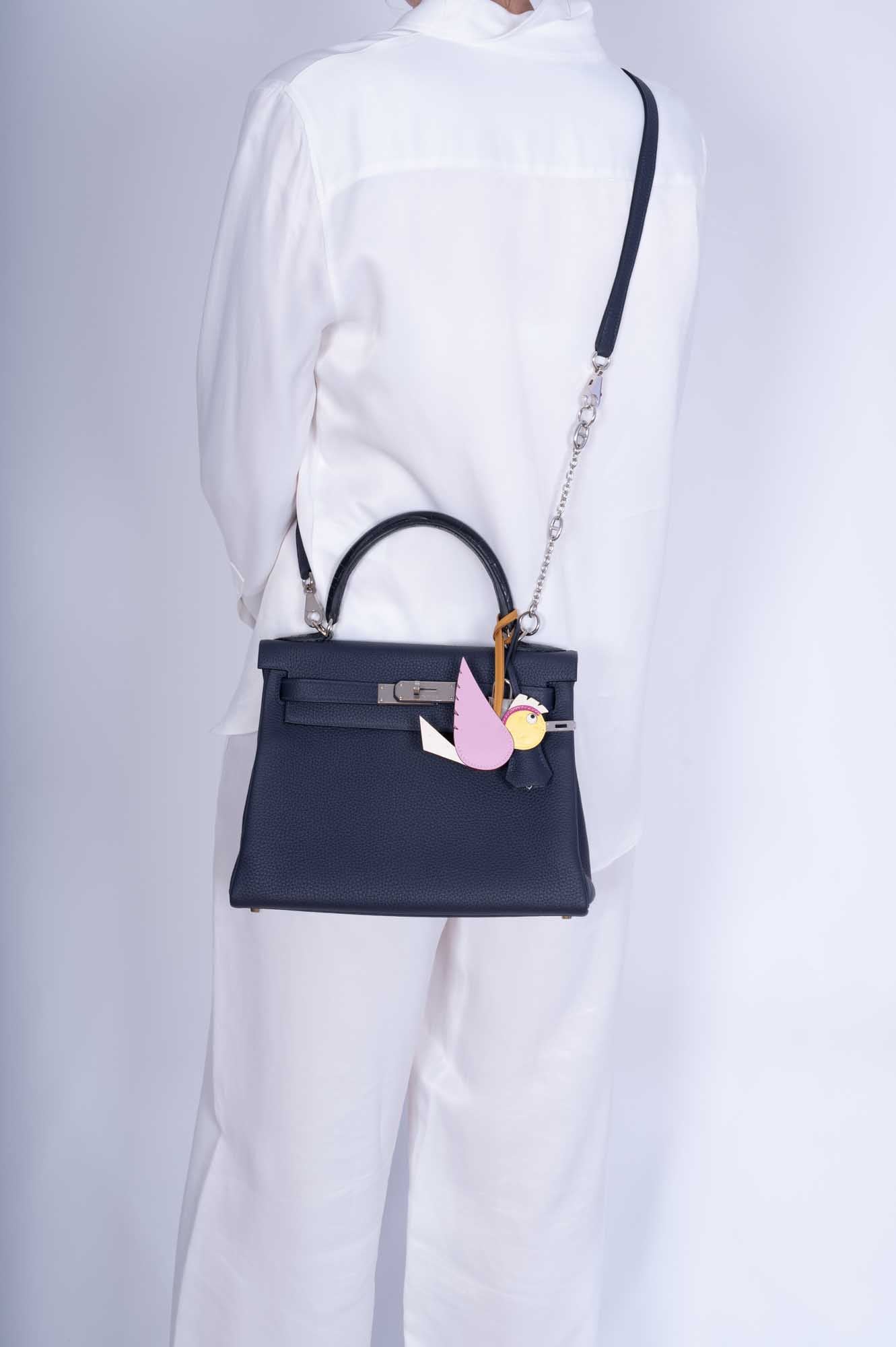 Hermès Kelly 28 Retourne Touch Bleu Nuit Togo and Bleu Marine Alligator Palladium Hardware