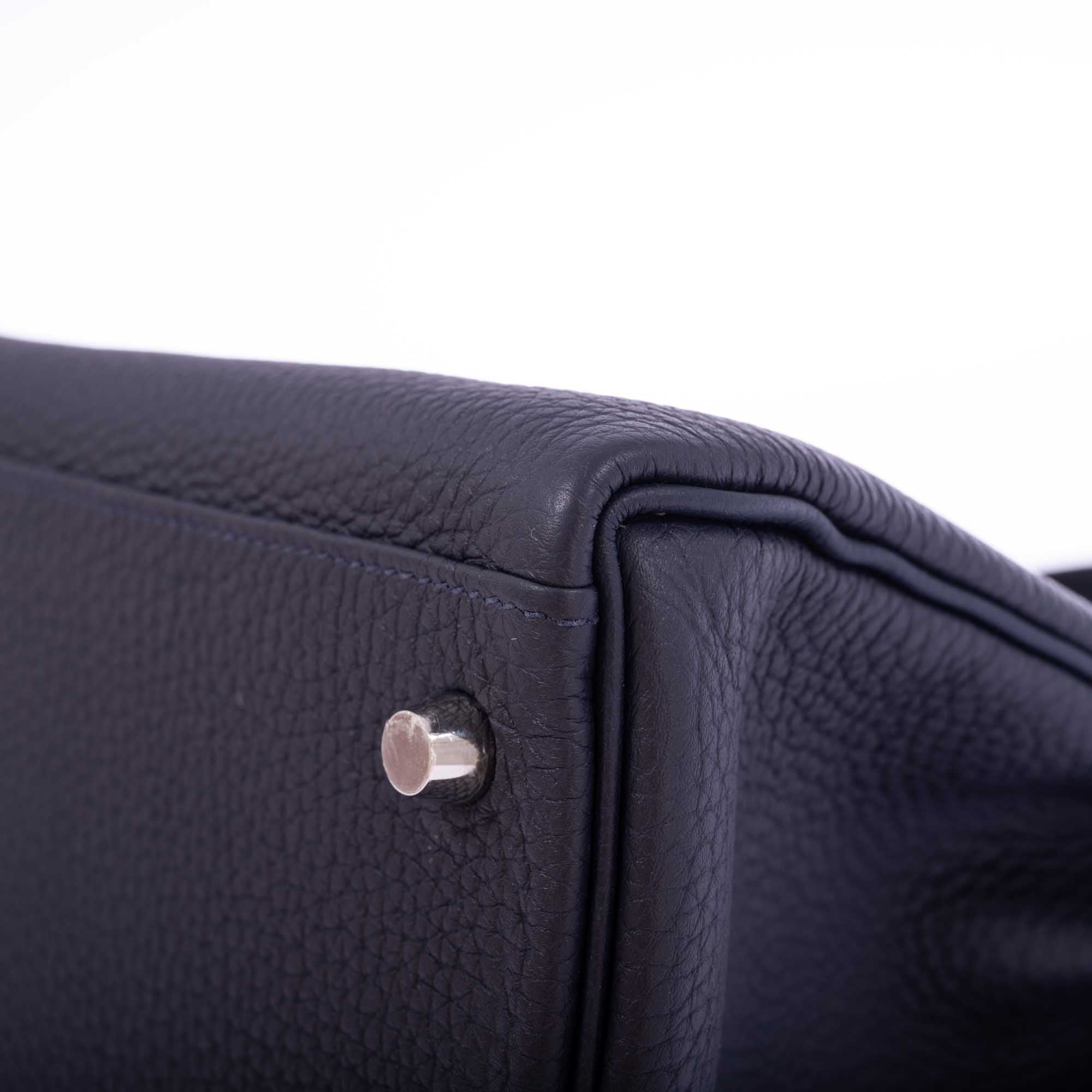 Hermès Kelly 28 Retourne Touch Bleu Nuit Togo and Bleu Marine Alligator Palladium Hardware