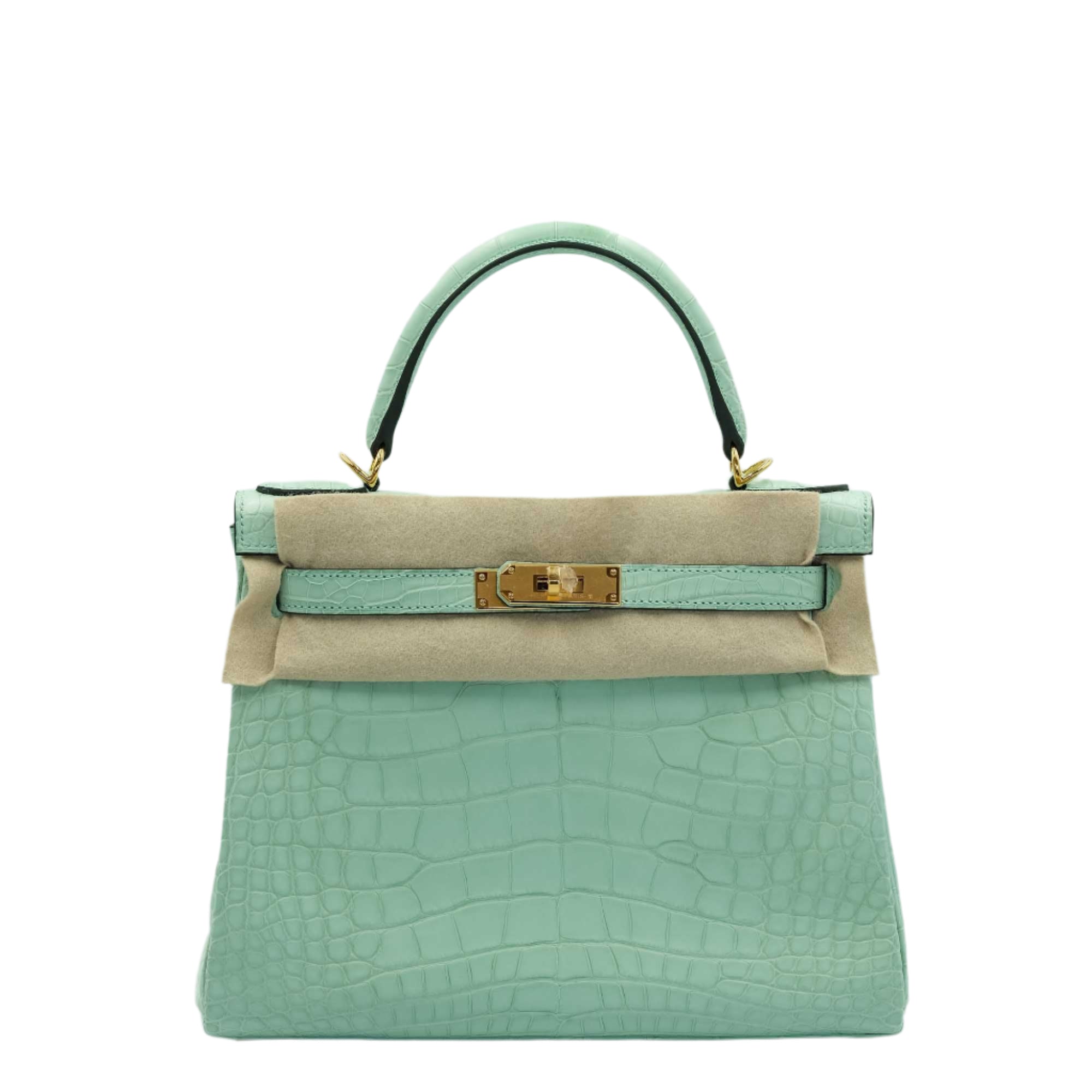 Hermès Kelly 28 Retourne Vert d'Eau Matte Alligator with Gold Hardware