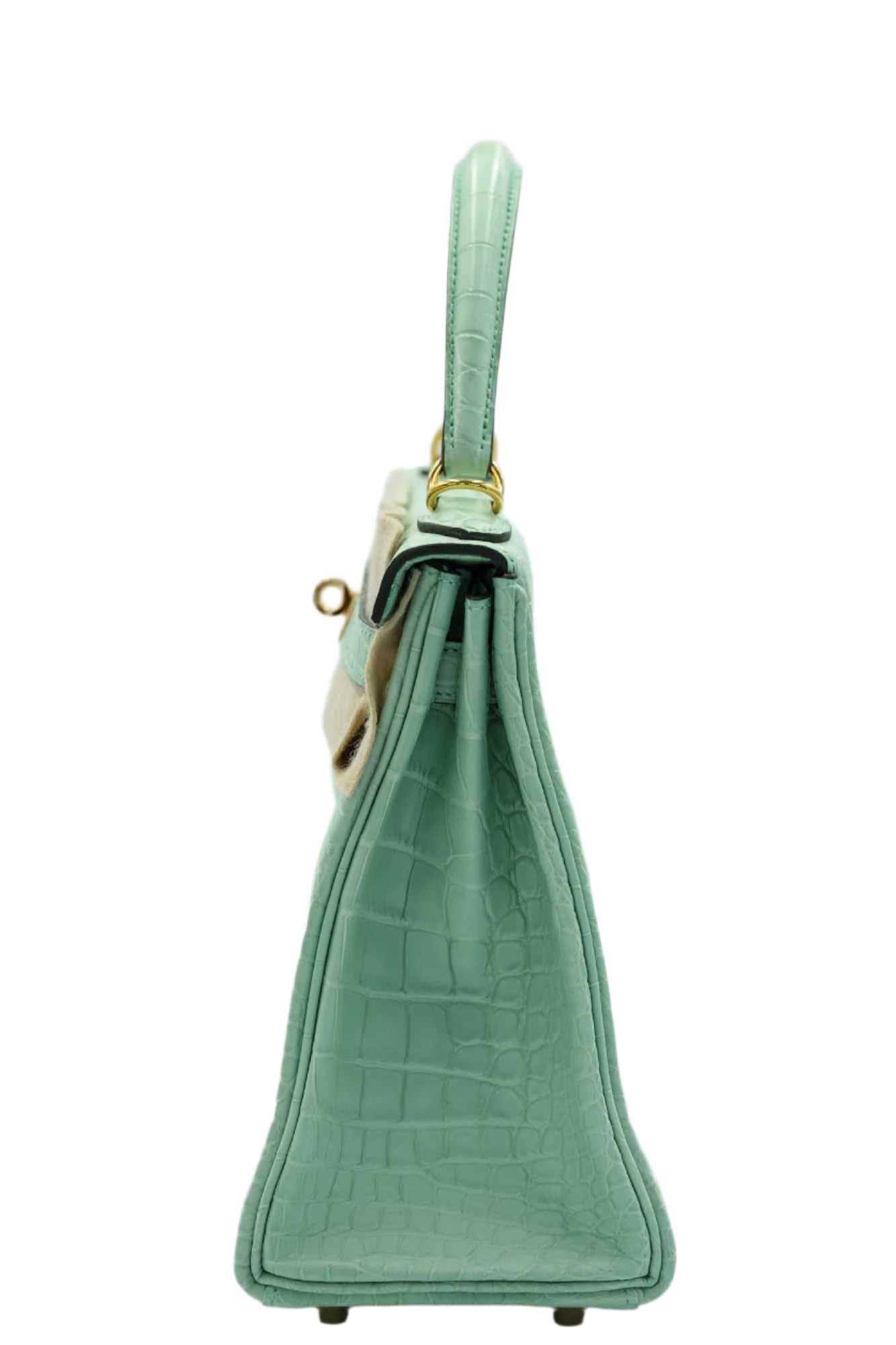 Hermès Kelly 28 Retourne Vert d'Eau Matte Alligator with Gold Hardware