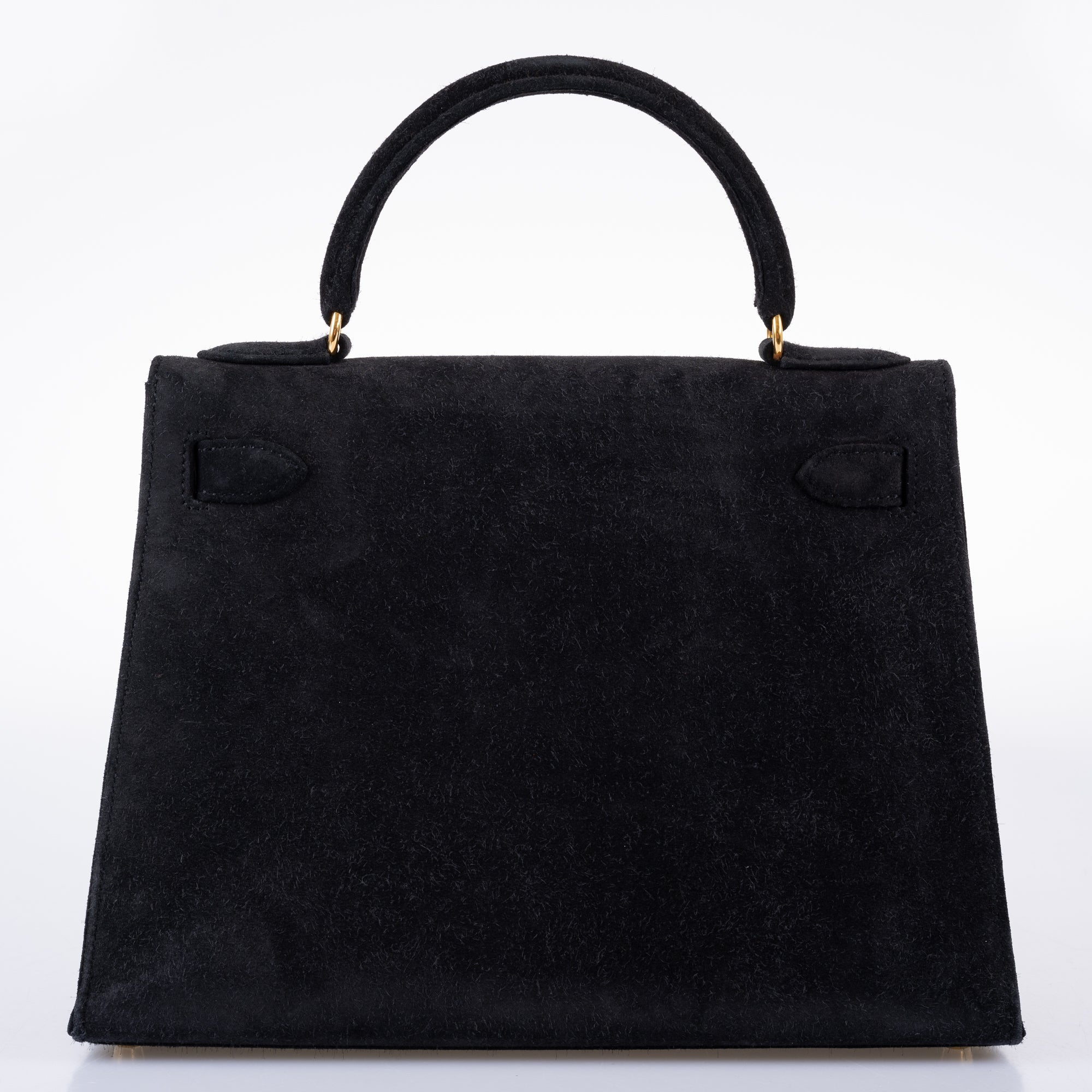 Hermès Kelly 28 Sellier Black Doblis Suede Gold Hardware