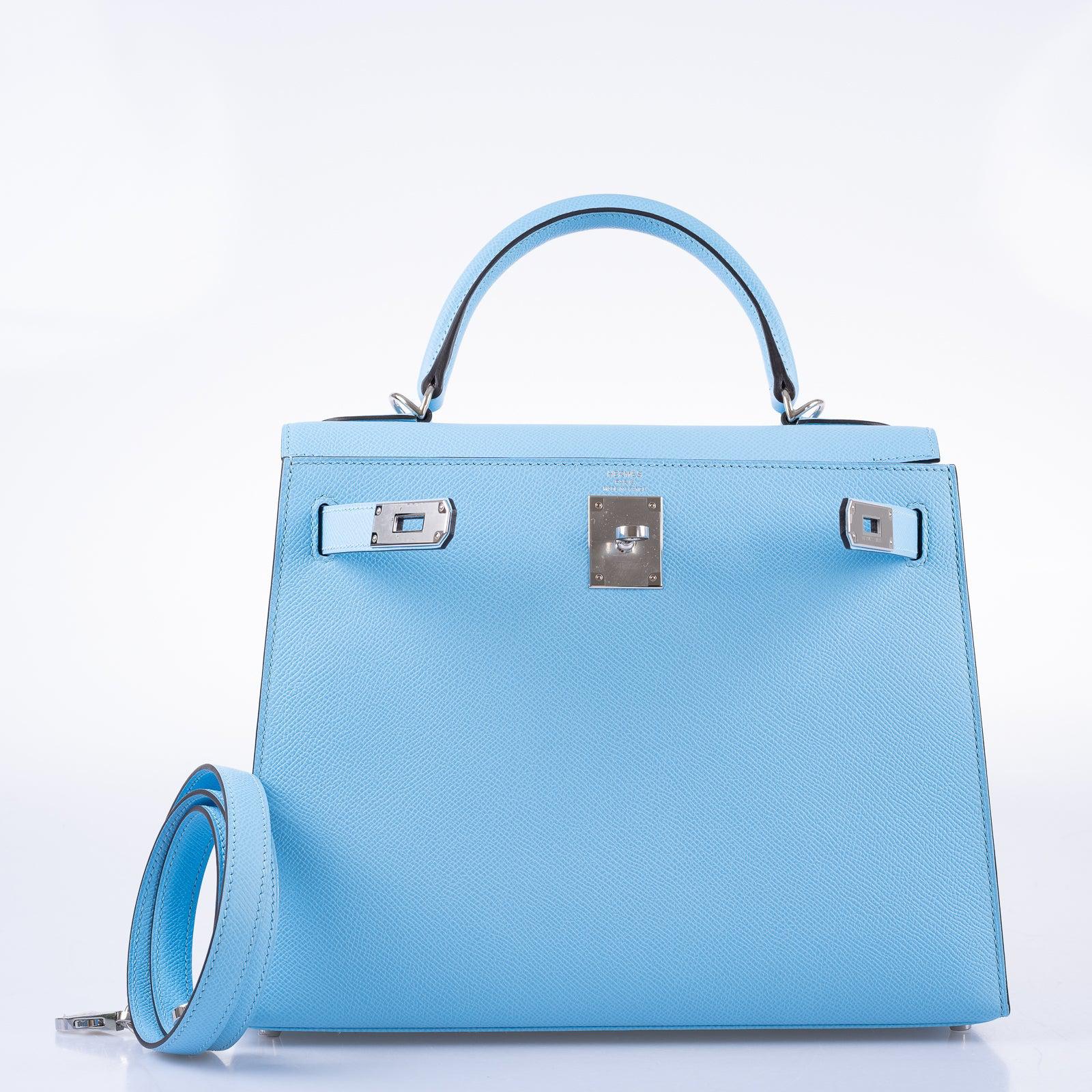 Hermès Kelly 28 Sellier Bleu Celeste Epsom Palladium Hardware