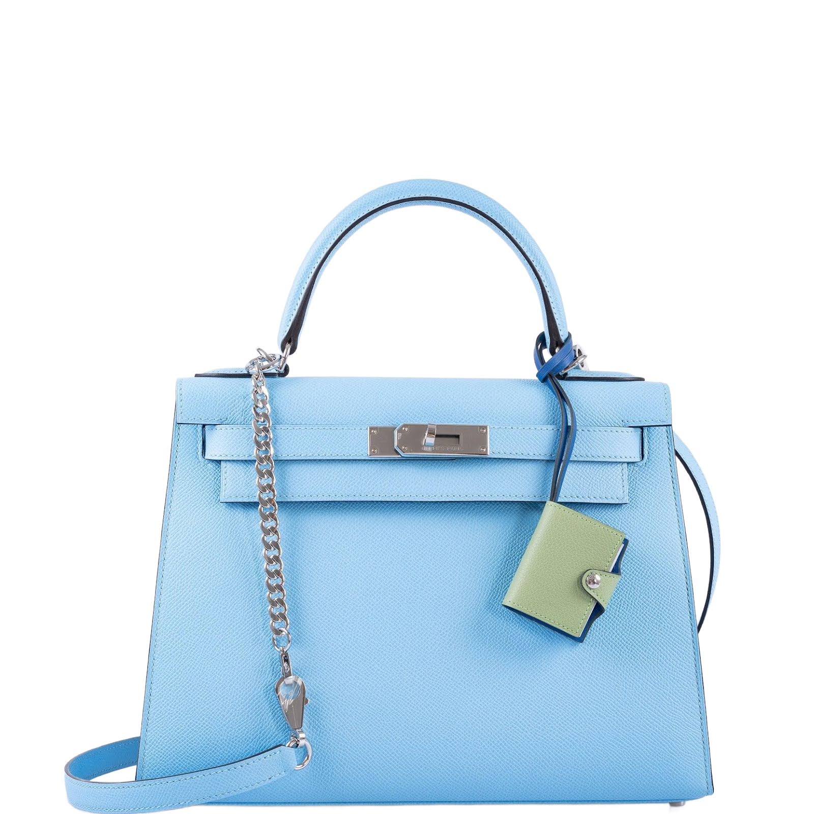 Hermès Kelly 28 Sellier Bleu Celeste Epsom Palladium Hardware