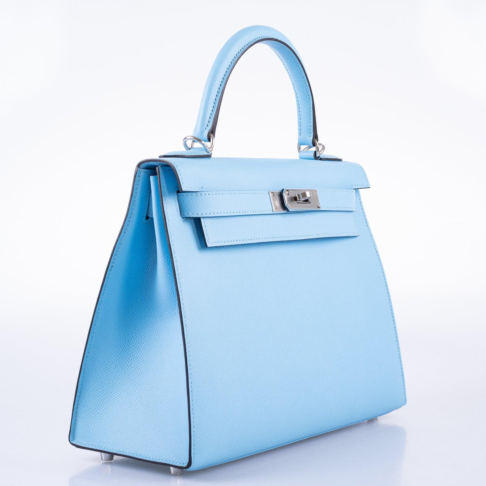 Hermès Kelly 28 Sellier Bleu Celeste Epsom Palladium Hardware
