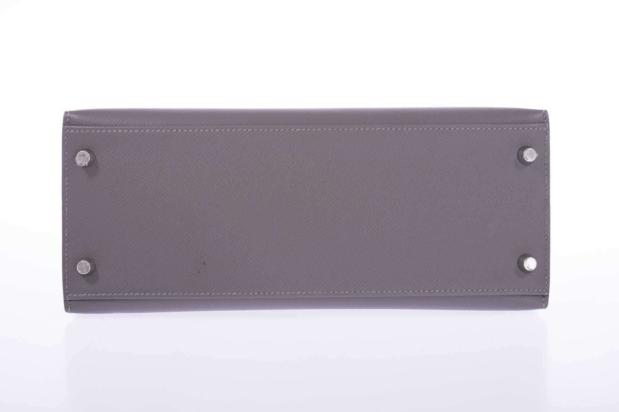 Hermès Kelly 28 Sellier Etain Epsom Palladium Hardware