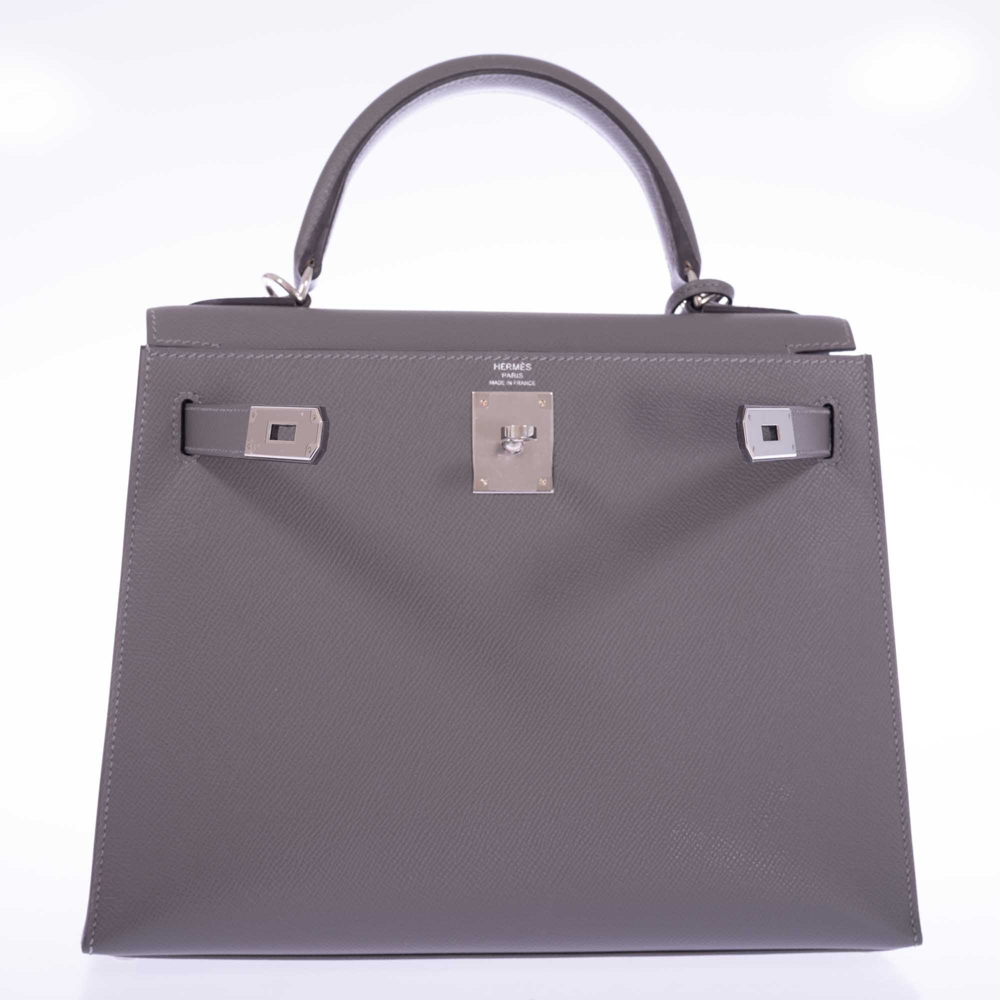 Hermès Kelly 28 Sellier Etain Epsom Palladium Hardware