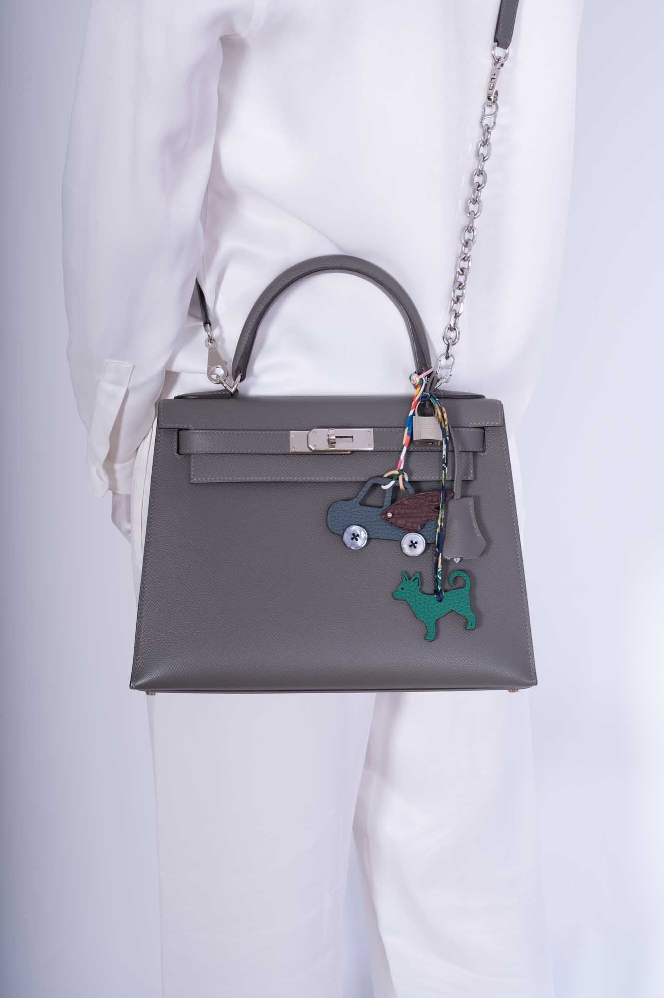 Hermès Kelly 28 Sellier Etain Epsom Palladium Hardware