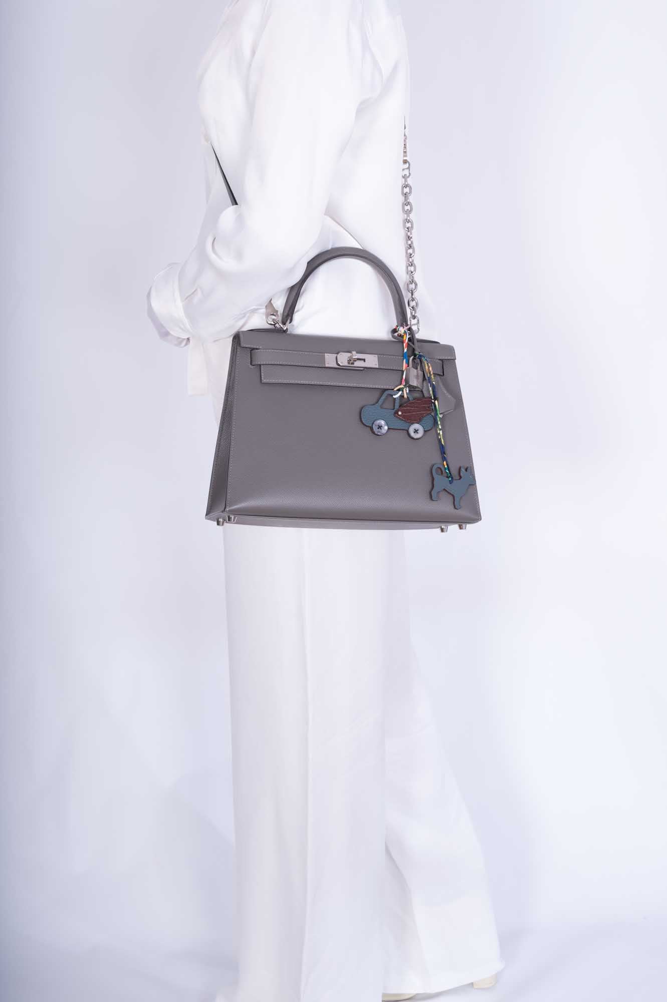 Hermès Kelly 28 Sellier Etain Epsom Palladium Hardware