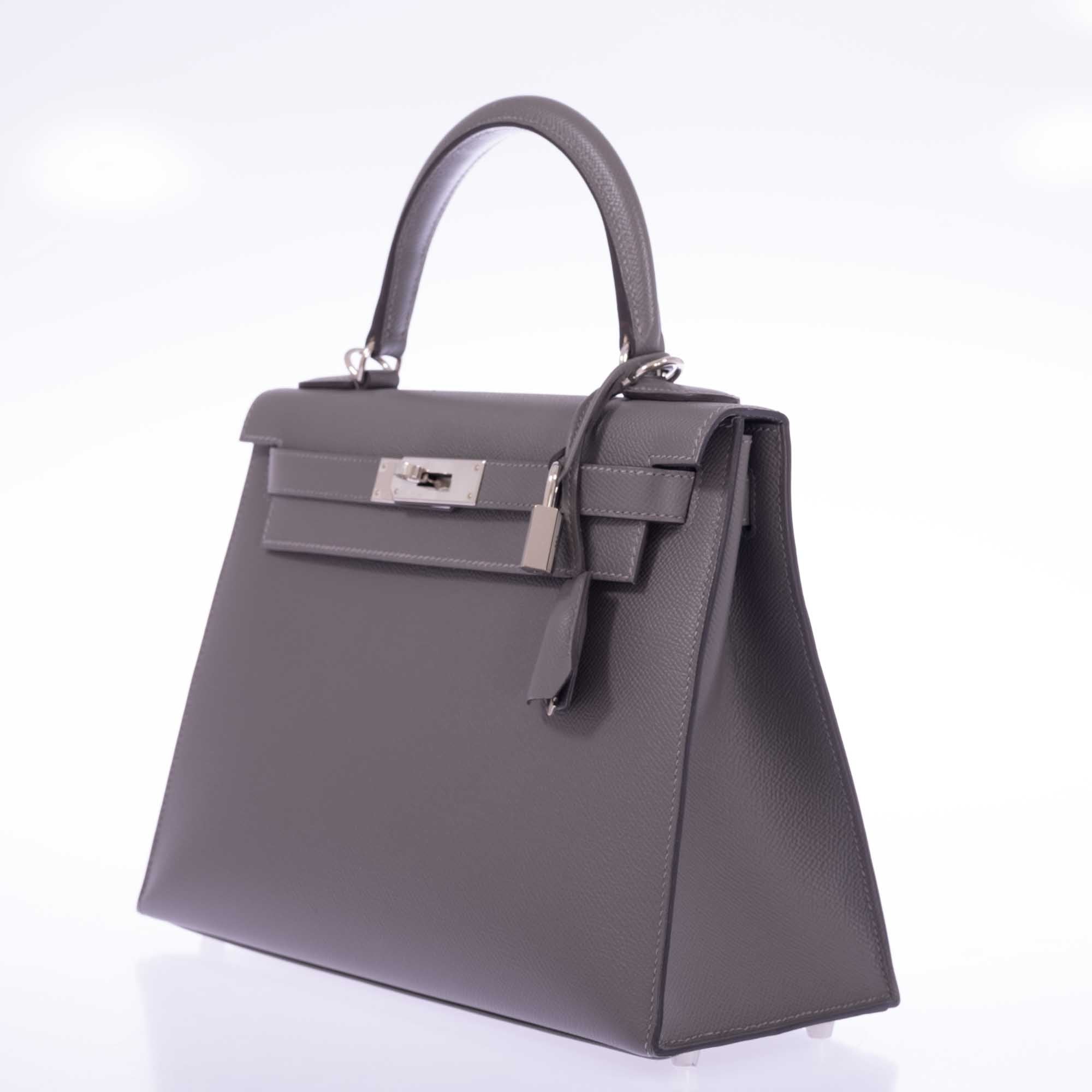 Hermès Kelly 28 Sellier Etain Epsom Palladium Hardware