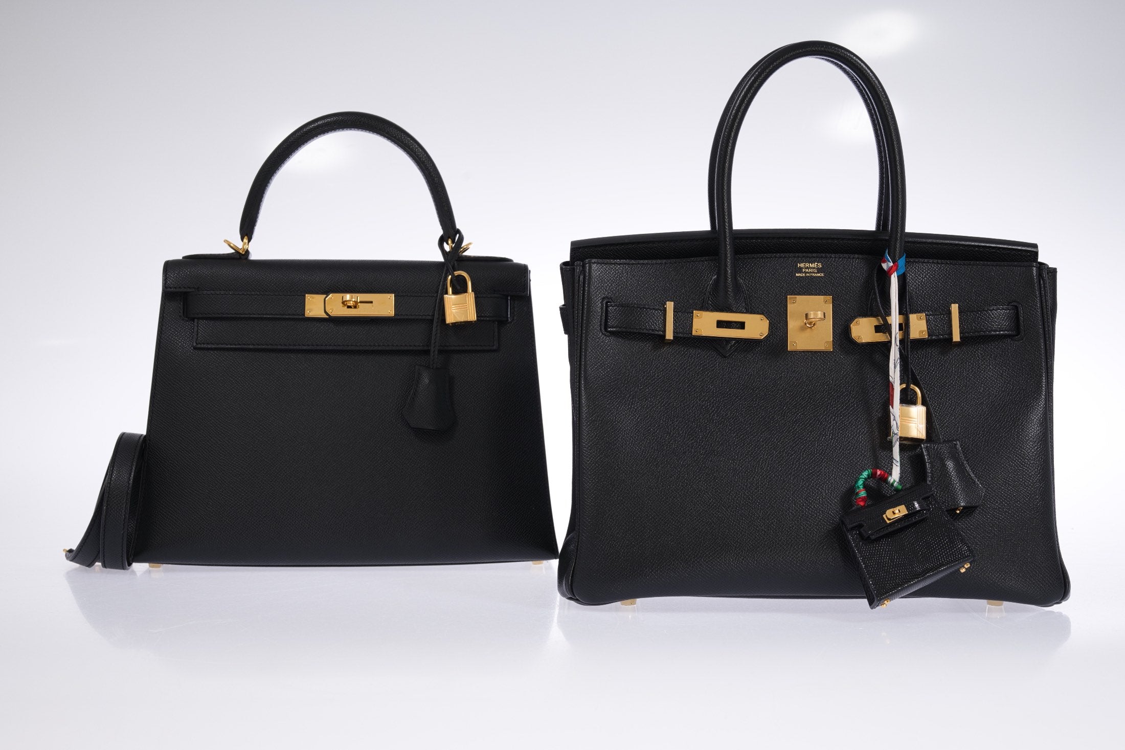 Hermès Kelly 28 Sellier Noir Epsom Gold Hardware