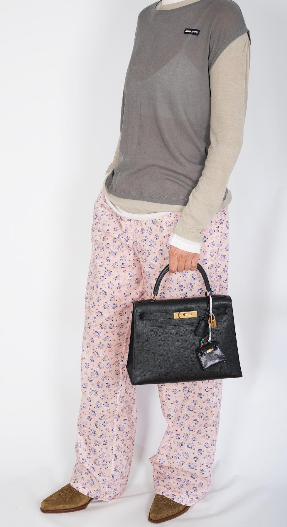 Hermès Kelly 28 Sellier Noir Epsom Gold Hardware