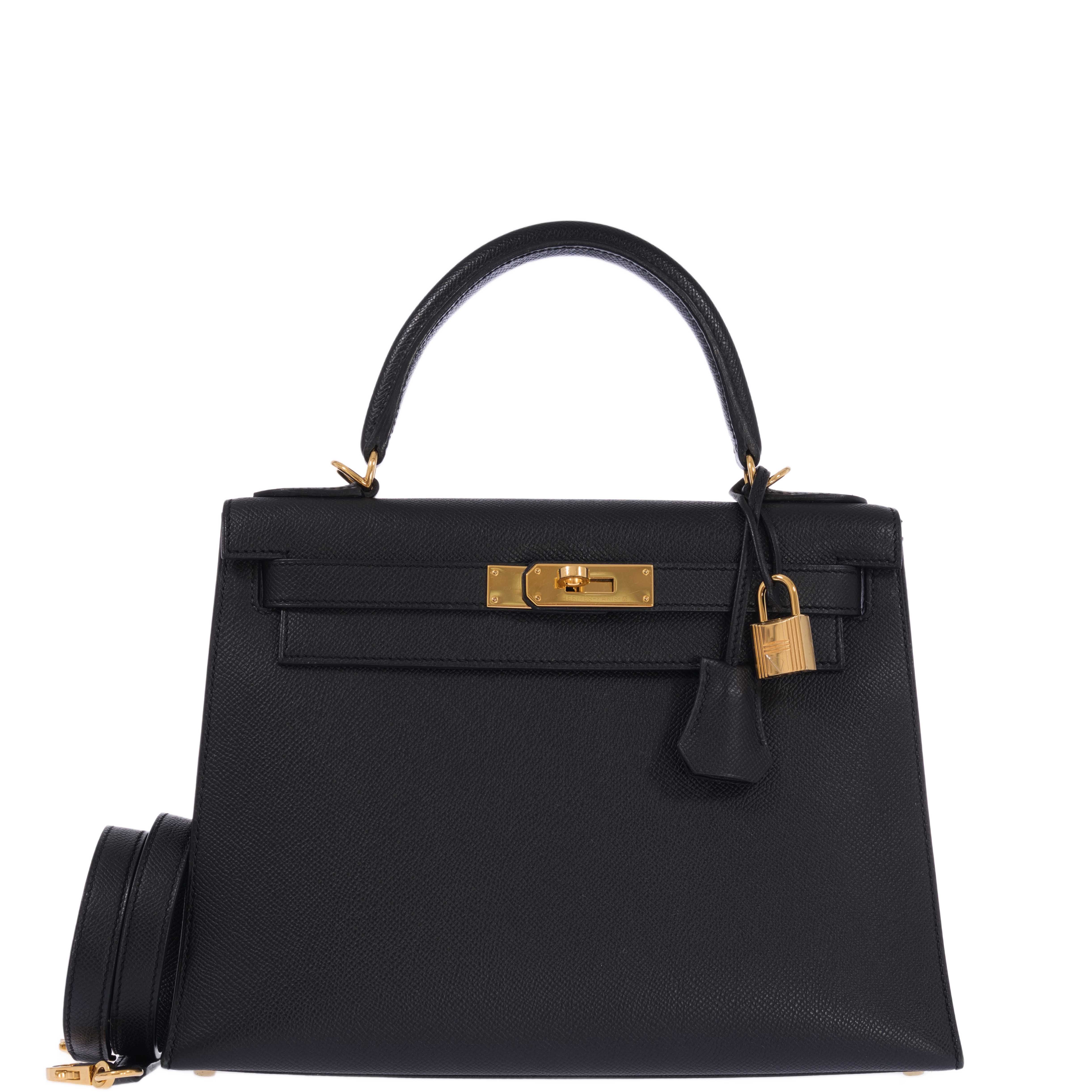 Hermès Kelly 28 Sellier Noir Epsom Gold Hardware