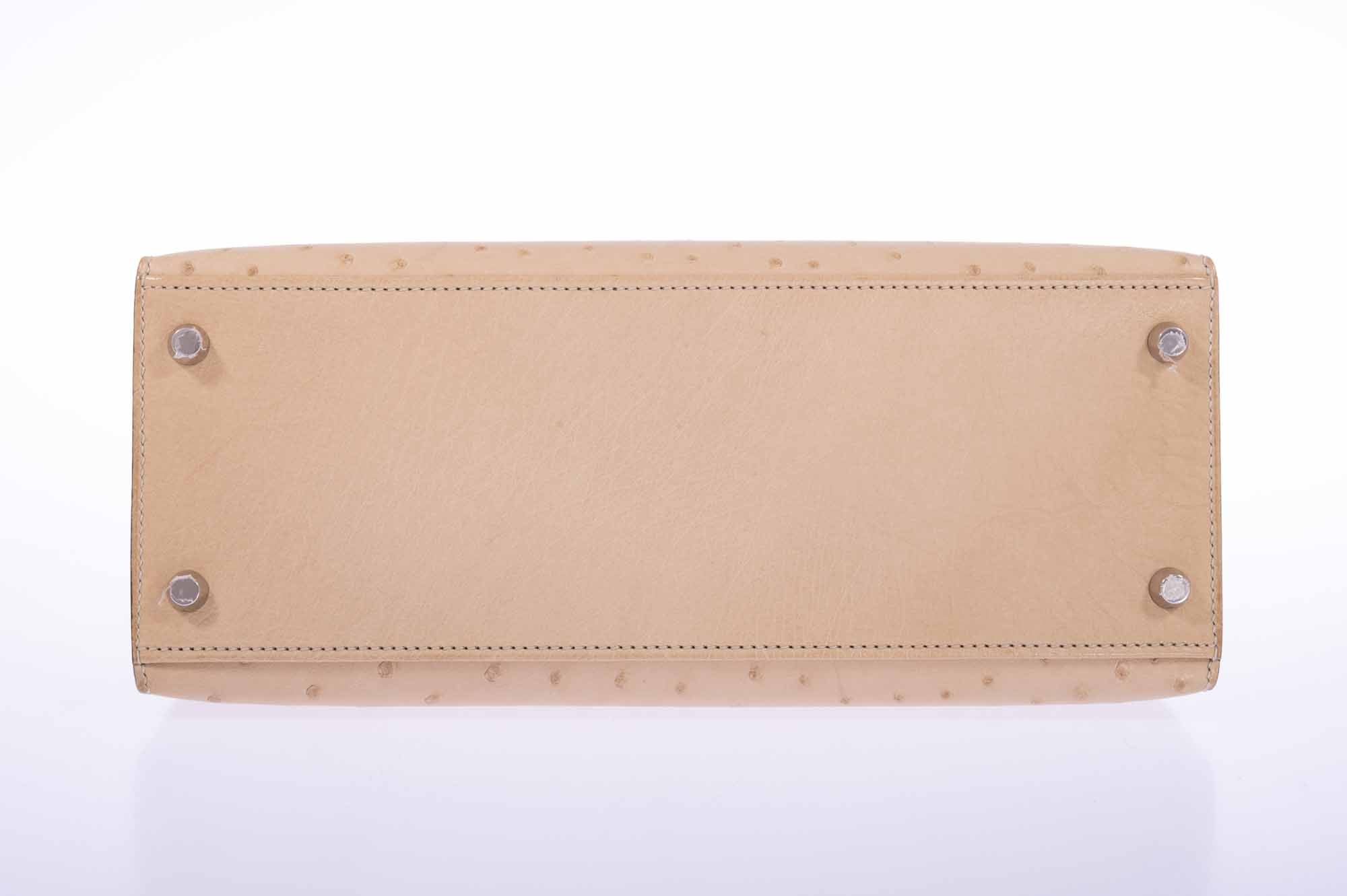 Hermès Kelly 28 Sellier Parchemin Ostrich Palladium Hardware