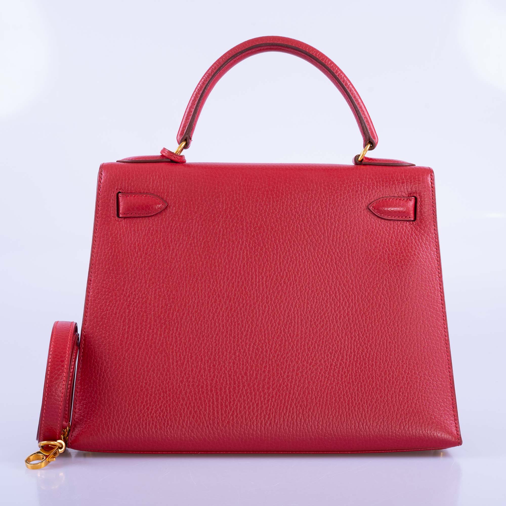 Hermès Kelly 28 Sellier Rouge Vif Ardennes Gold Hardware