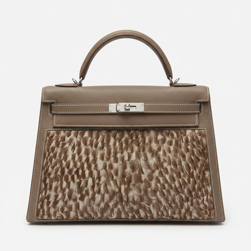 Hermès Kelly 32 HSS Sellier Feather Etoupe Togo Palladium Hardware