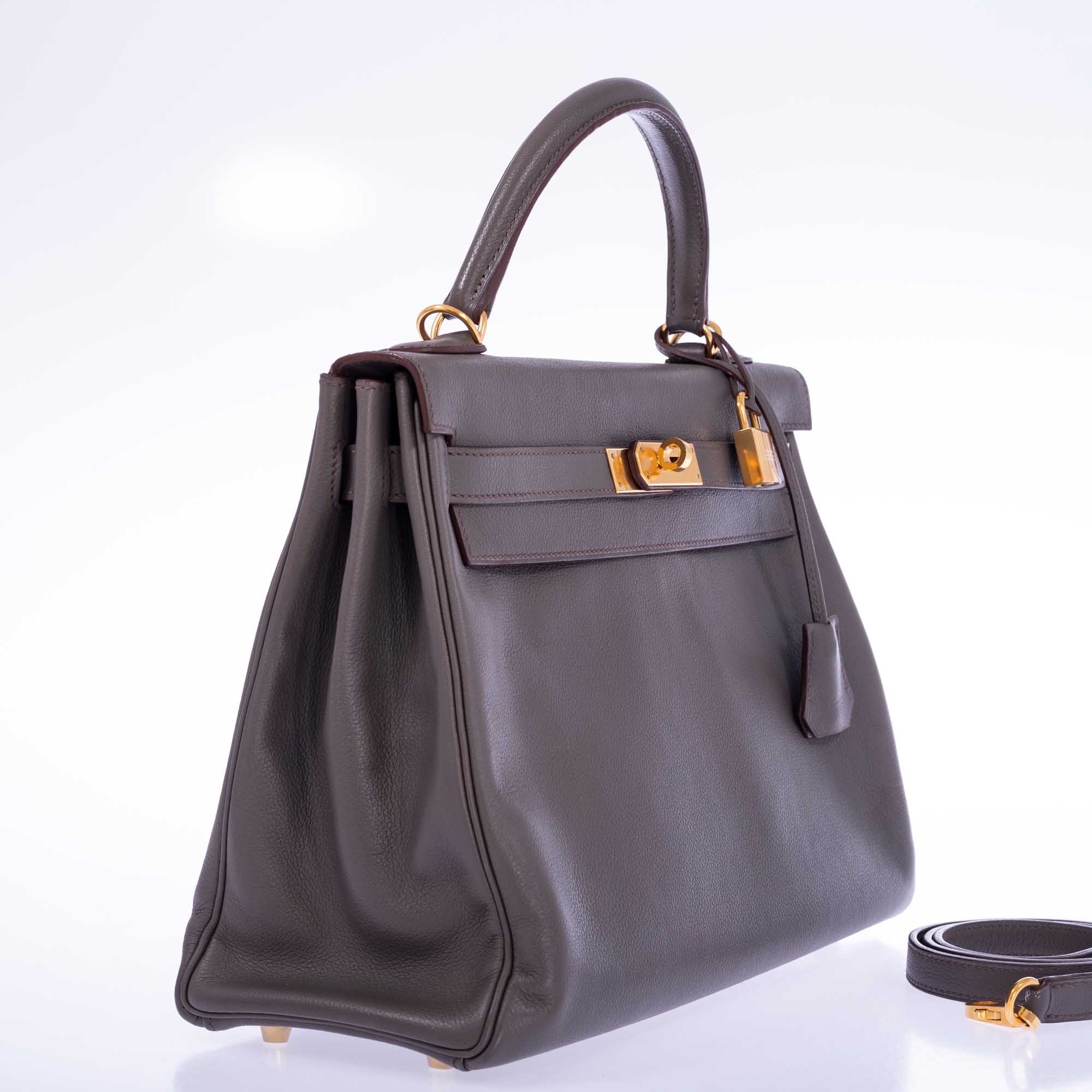 Hermès Kelly 32 Retourne Etain Togo Gold Hardware