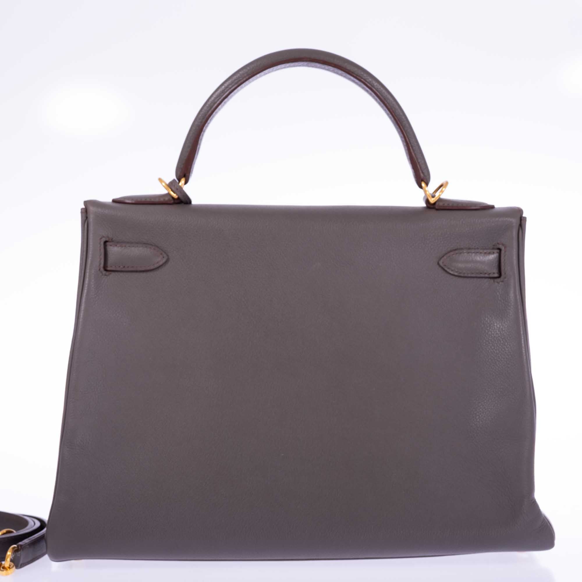 Hermès Kelly 32 Retourne Etain Togo Gold Hardware