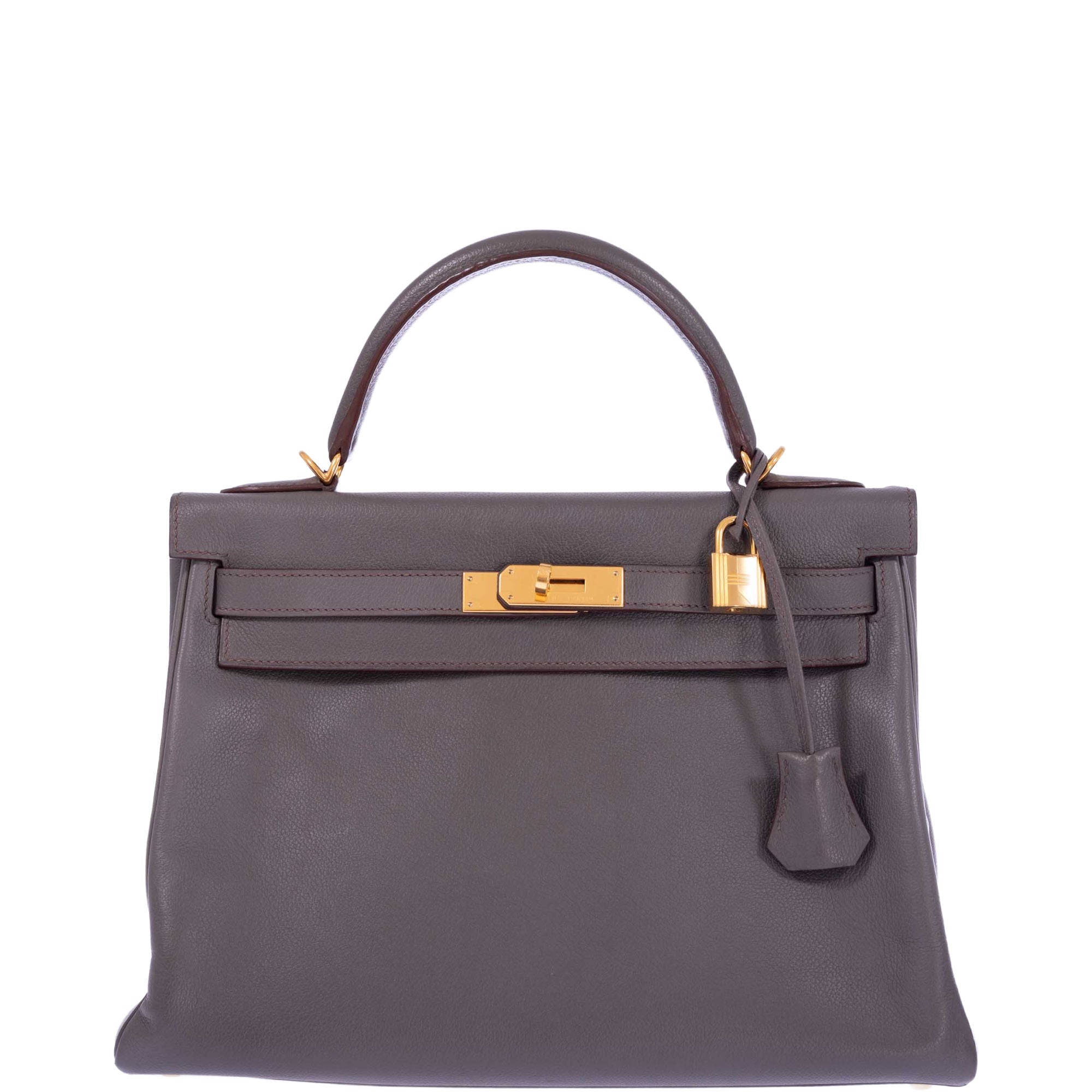 Hermès Kelly 32 Retourne Etain Togo Gold Hardware