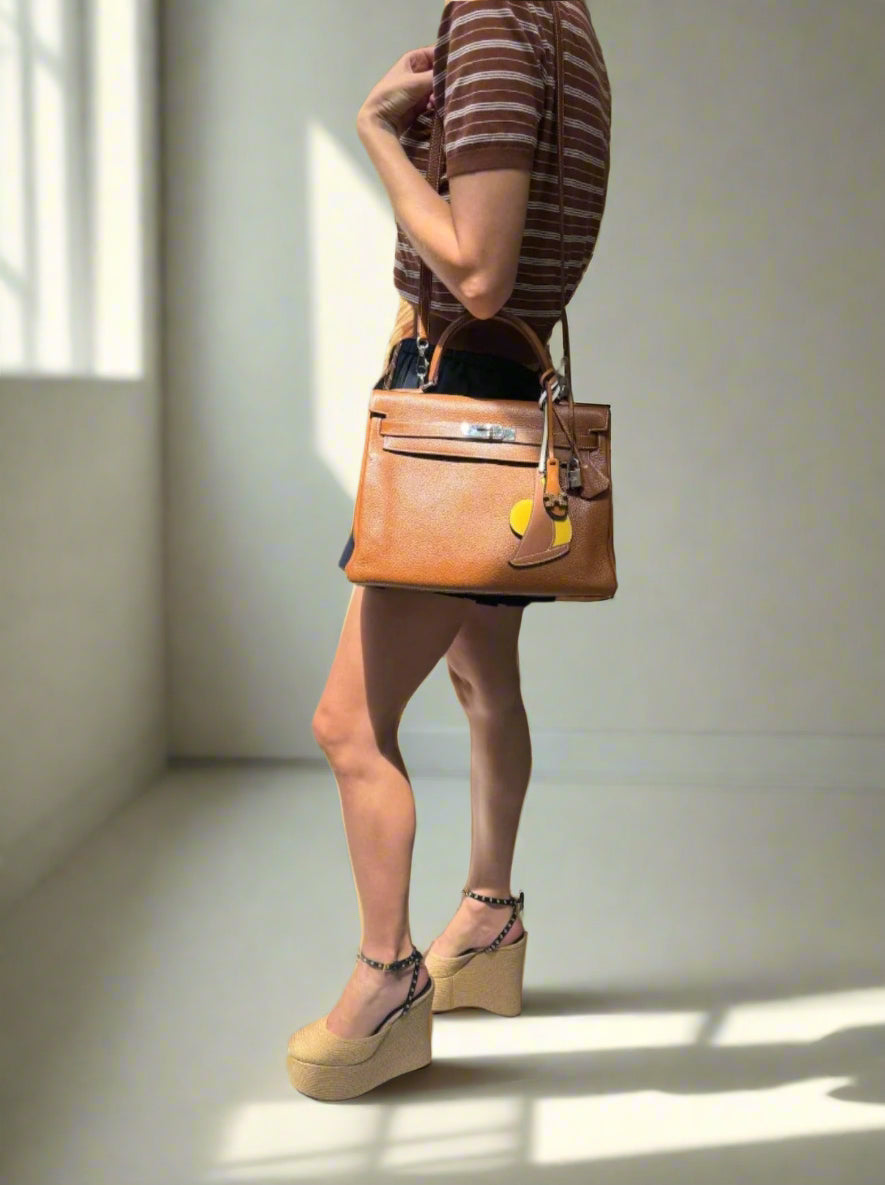 Hermès Kelly 32 Retourne Gold Togo Palladium Hardware