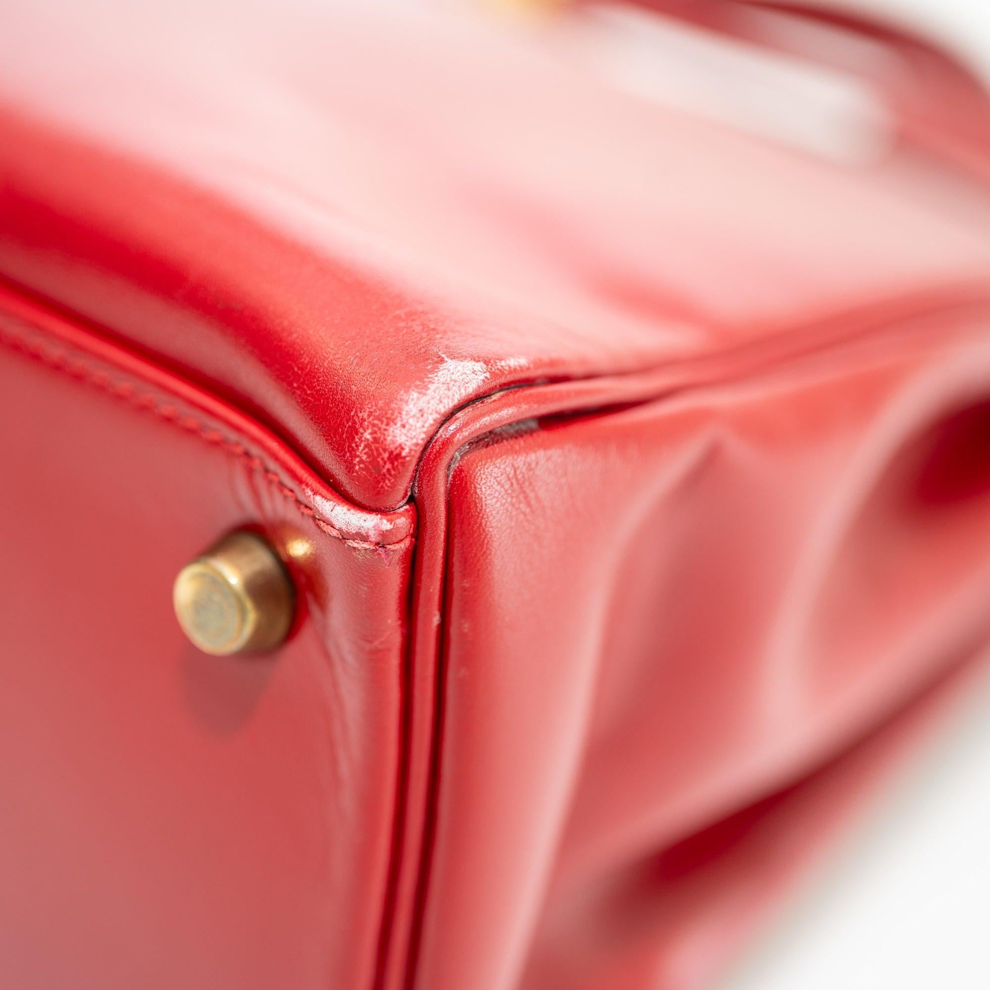 Hermès Kelly 32 Retourne Rouge Vif Box Calf Gold Hardware