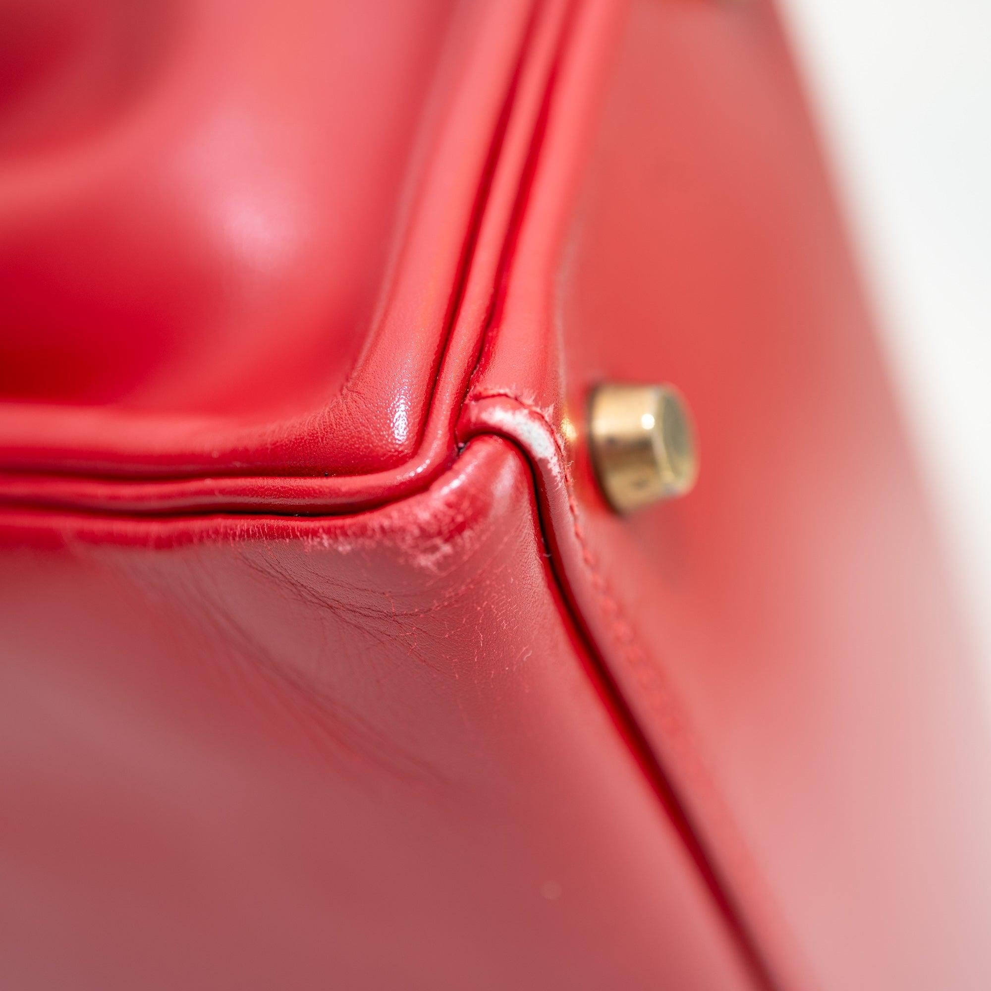 Hermès Kelly 32 Retourne Rouge Vif Box Calf Gold Hardware